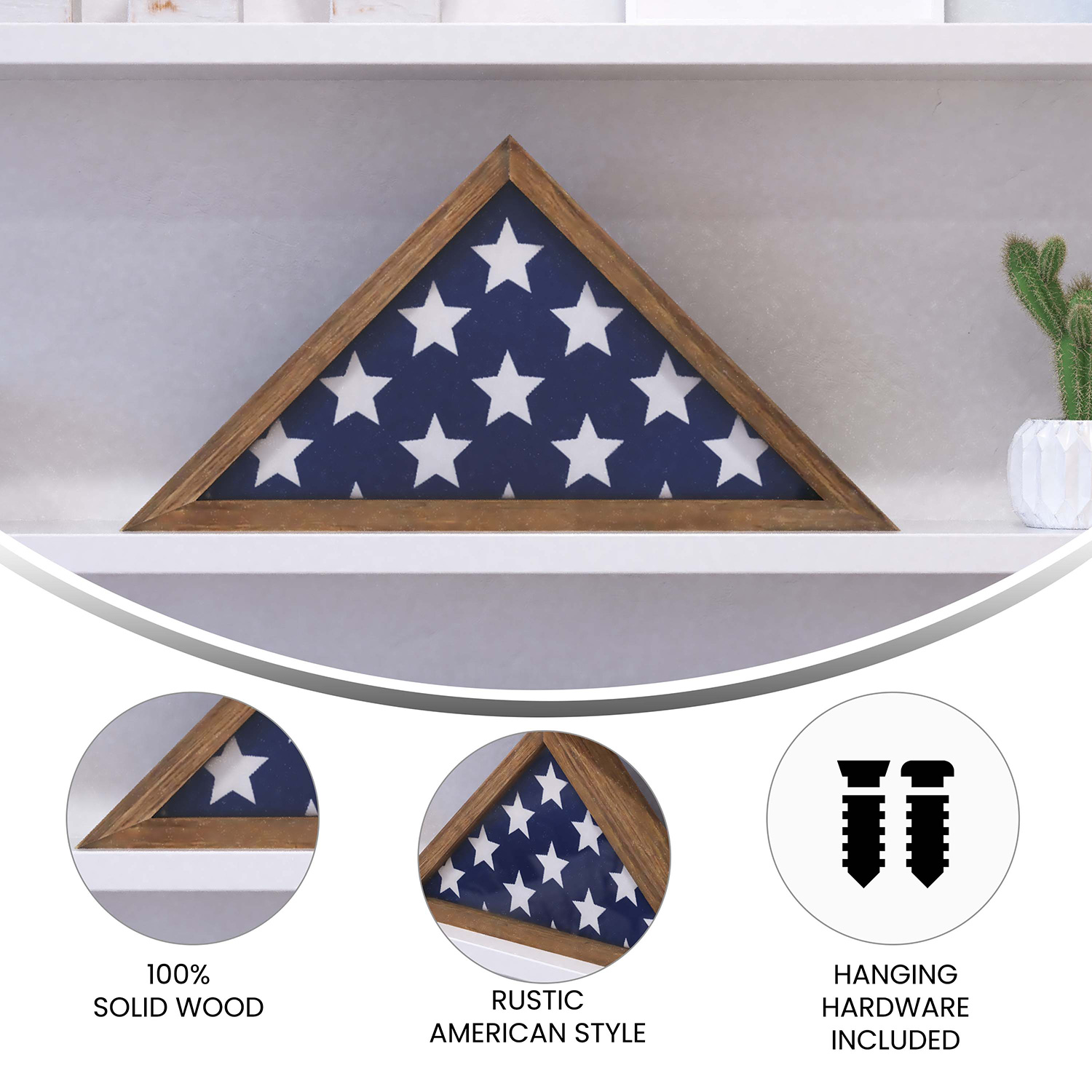 BLNK Sheehan Solid Wood Memorial Flag Display Case - Weathered Wood