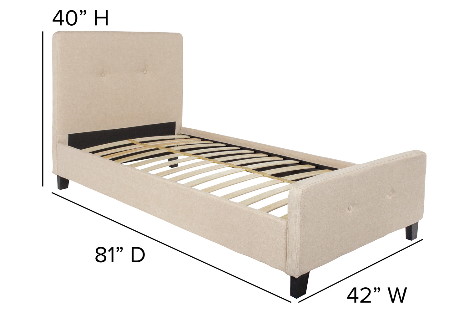 BLNK Tribeca Tufted Upholstered Platform Bed - Beige, Twin Size