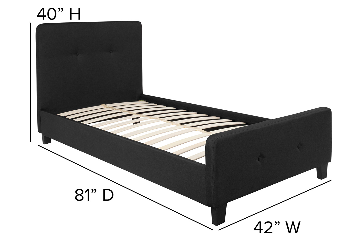 BLNK Tribeca Tufted Upholstered Platform Bed - Black, Twin Size