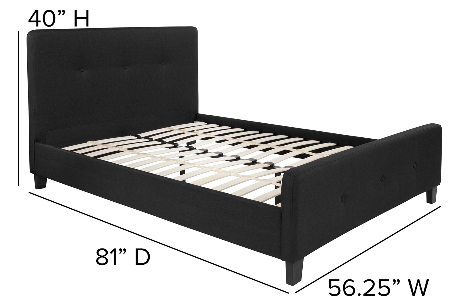 BLNK Tribeca Tufted Upholstered Platform Bed - Black, Full Size