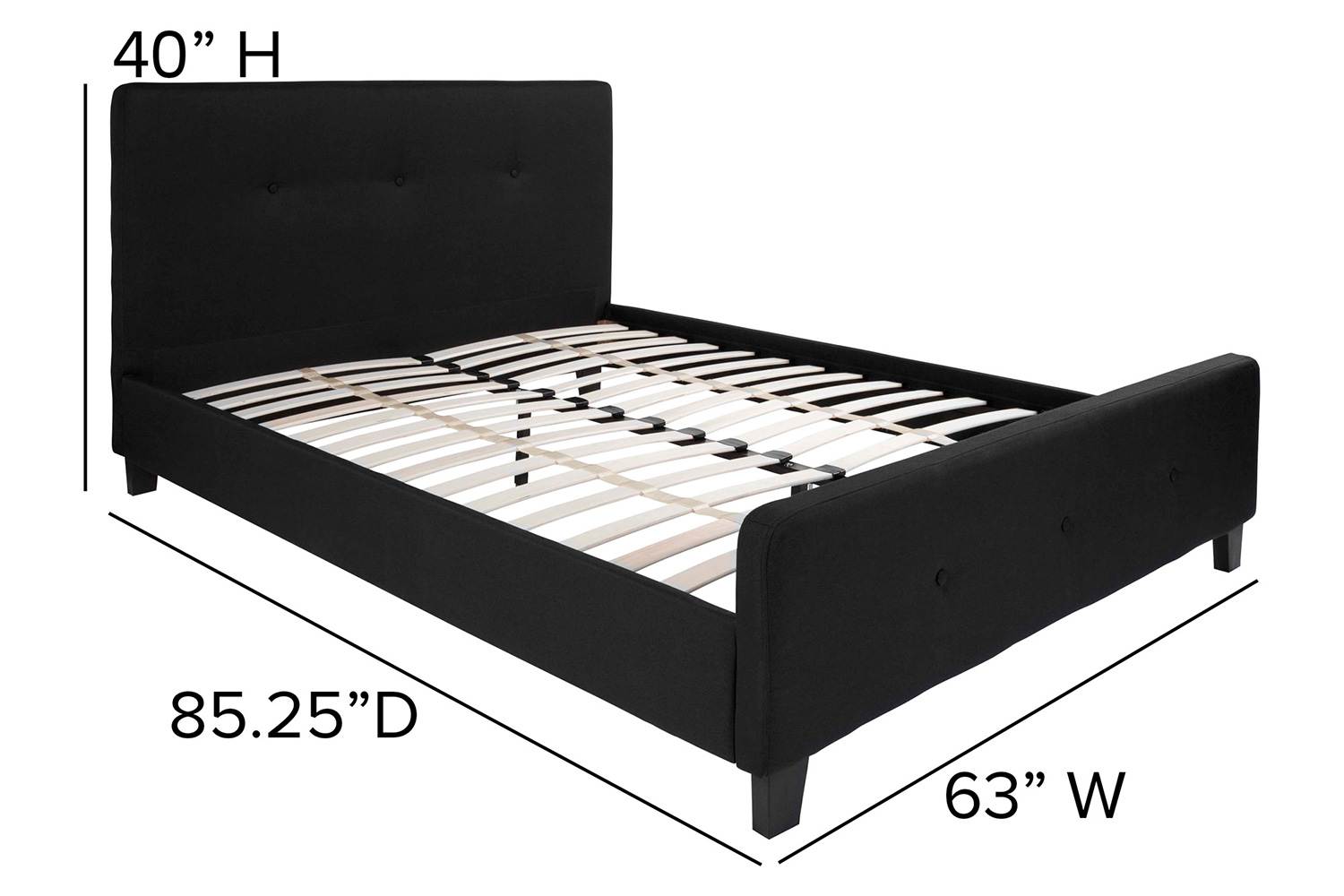 BLNK Tribeca Tufted Upholstered Platform Bed - Black, Queen Size