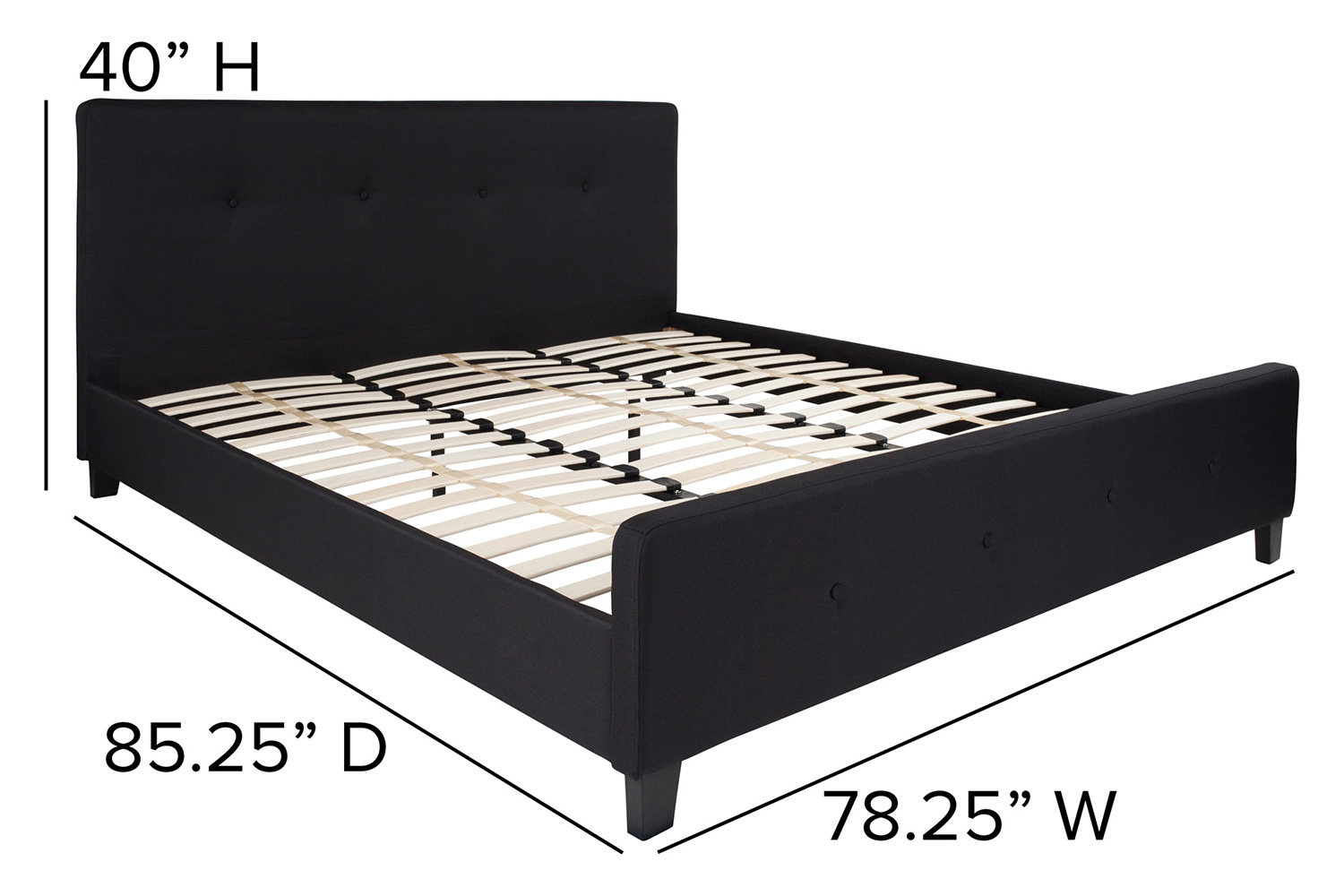 BLNK Tribeca Tufted Upholstered Platform Bed - Black, King Size