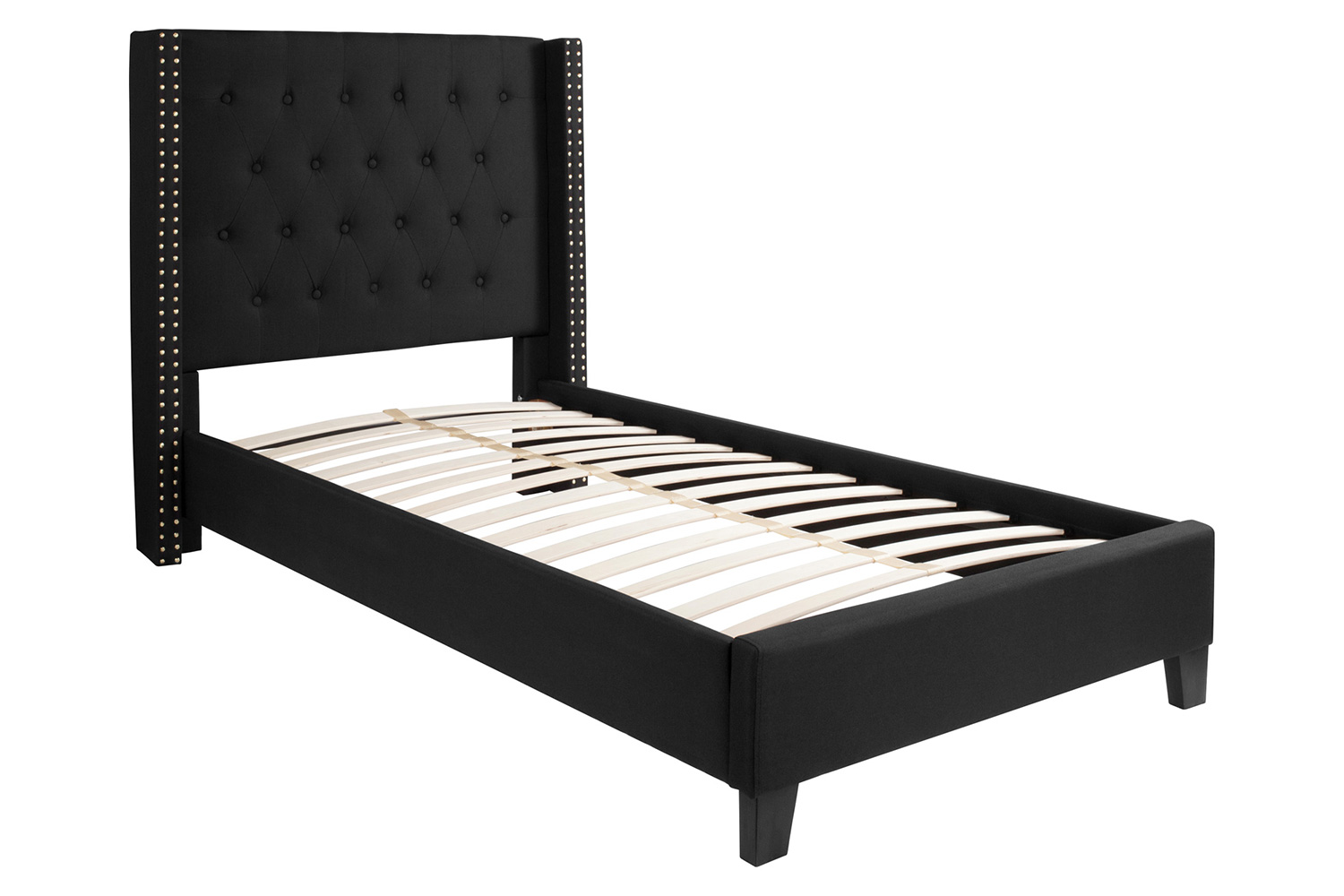 BLNK Riverdale Tufted Upholstered Platform Bed - Black, Twin Size