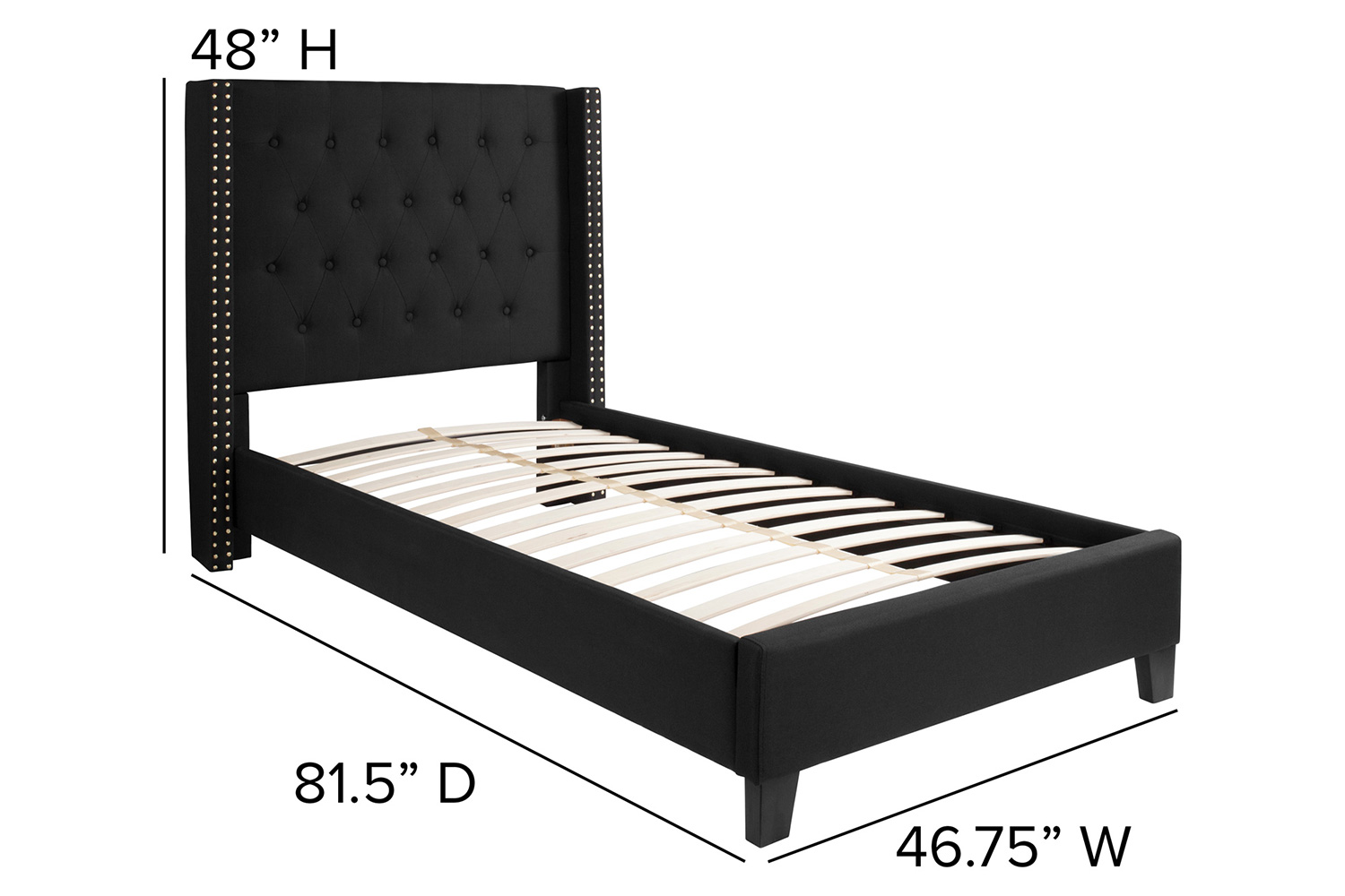 BLNK Riverdale Tufted Upholstered Platform Bed - Black, Twin Size