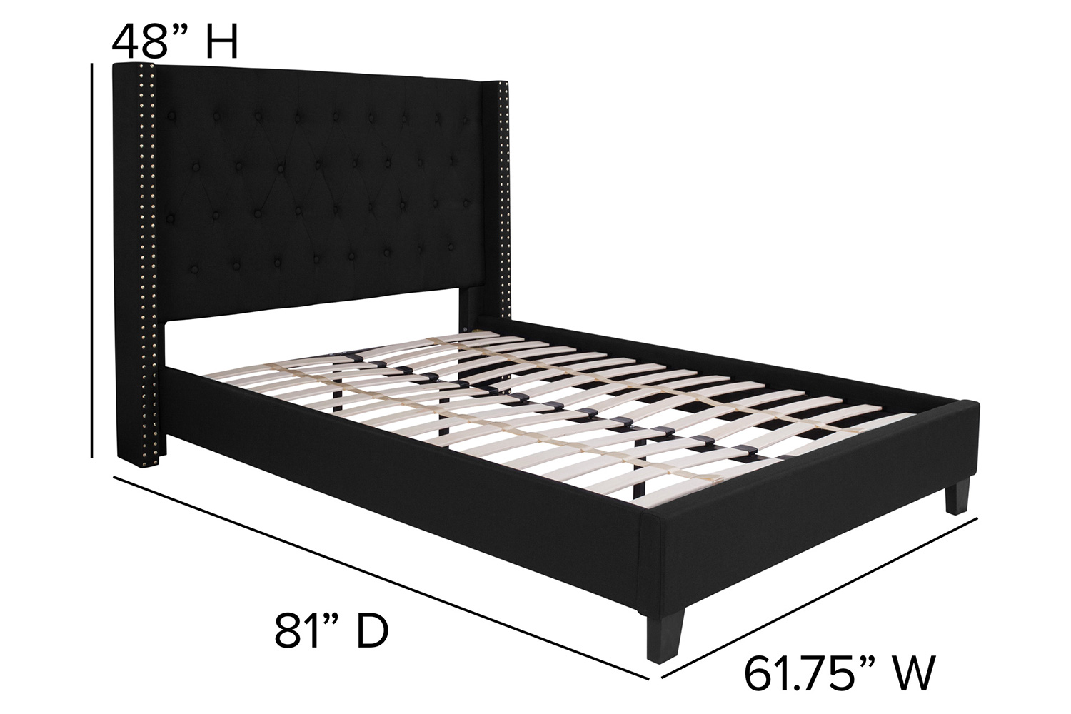 BLNK Riverdale Tufted Upholstered Platform Bed - Black, Full Size