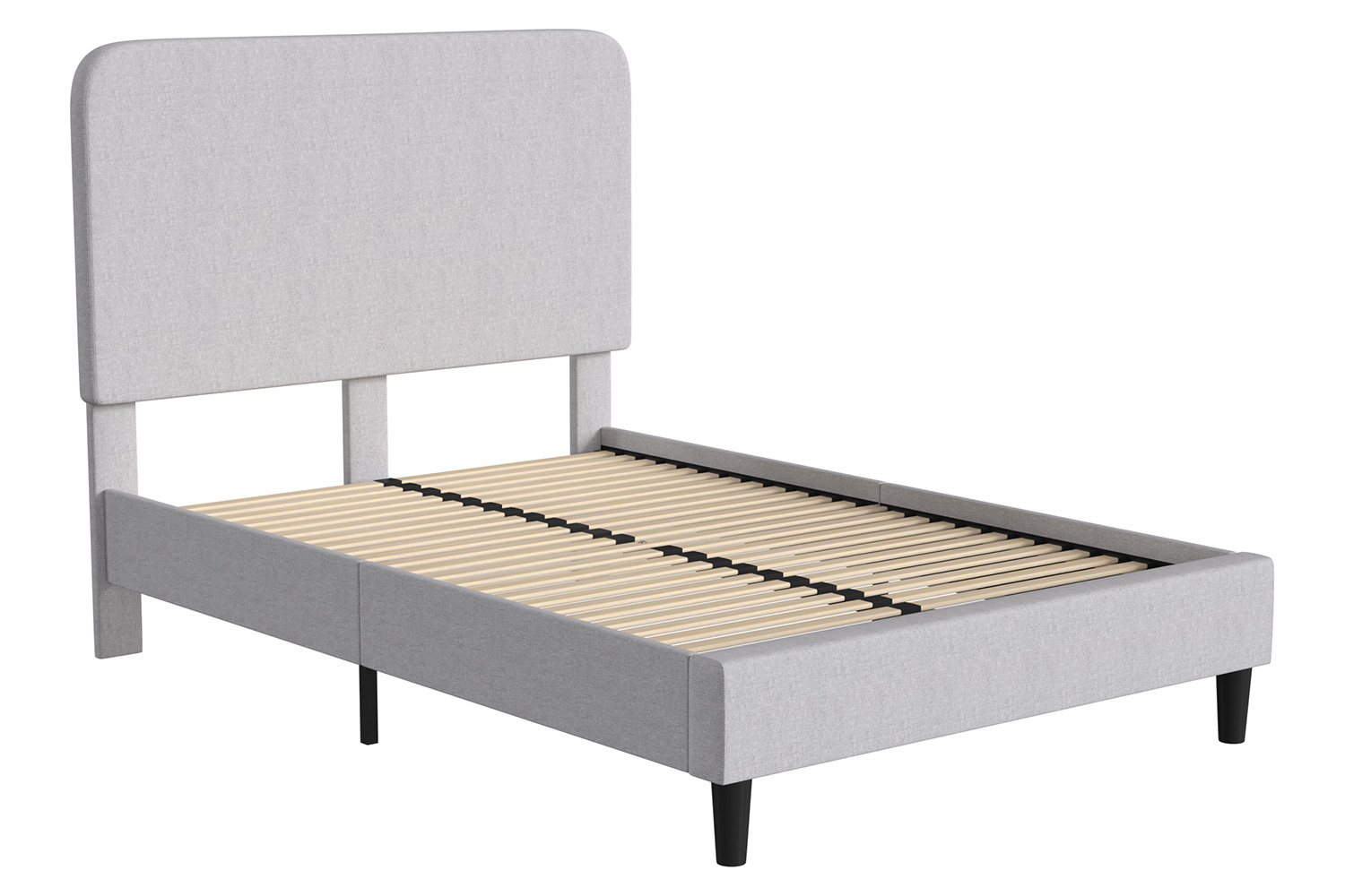 BLNK Addison Upholstered Platform Bed with Rounded Edges Headboard - Light Gray, Full Size