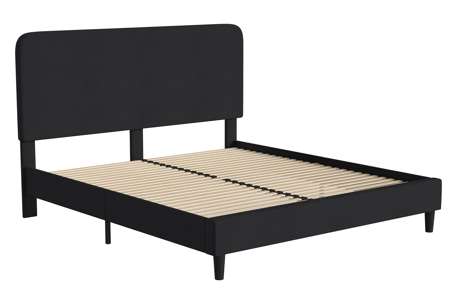 BLNK Addison Upholstered Platform Bed with Rounded Edges Headboard - Charcoal, King Size