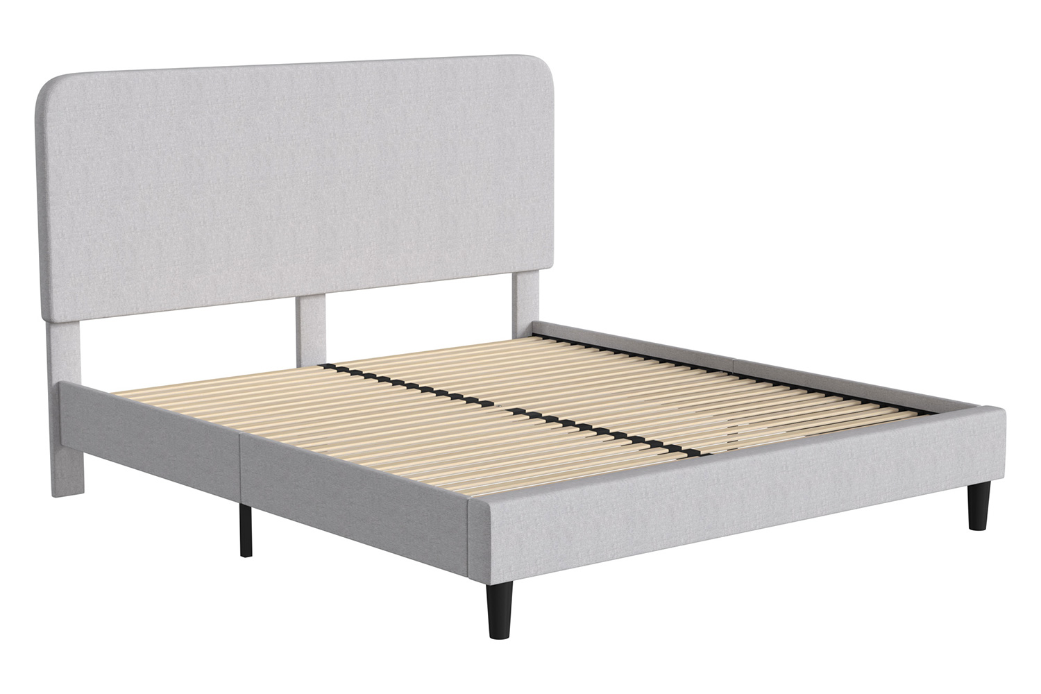 BLNK Addison Upholstered Platform Bed with Rounded Edges Headboard - Light Gray, King Size