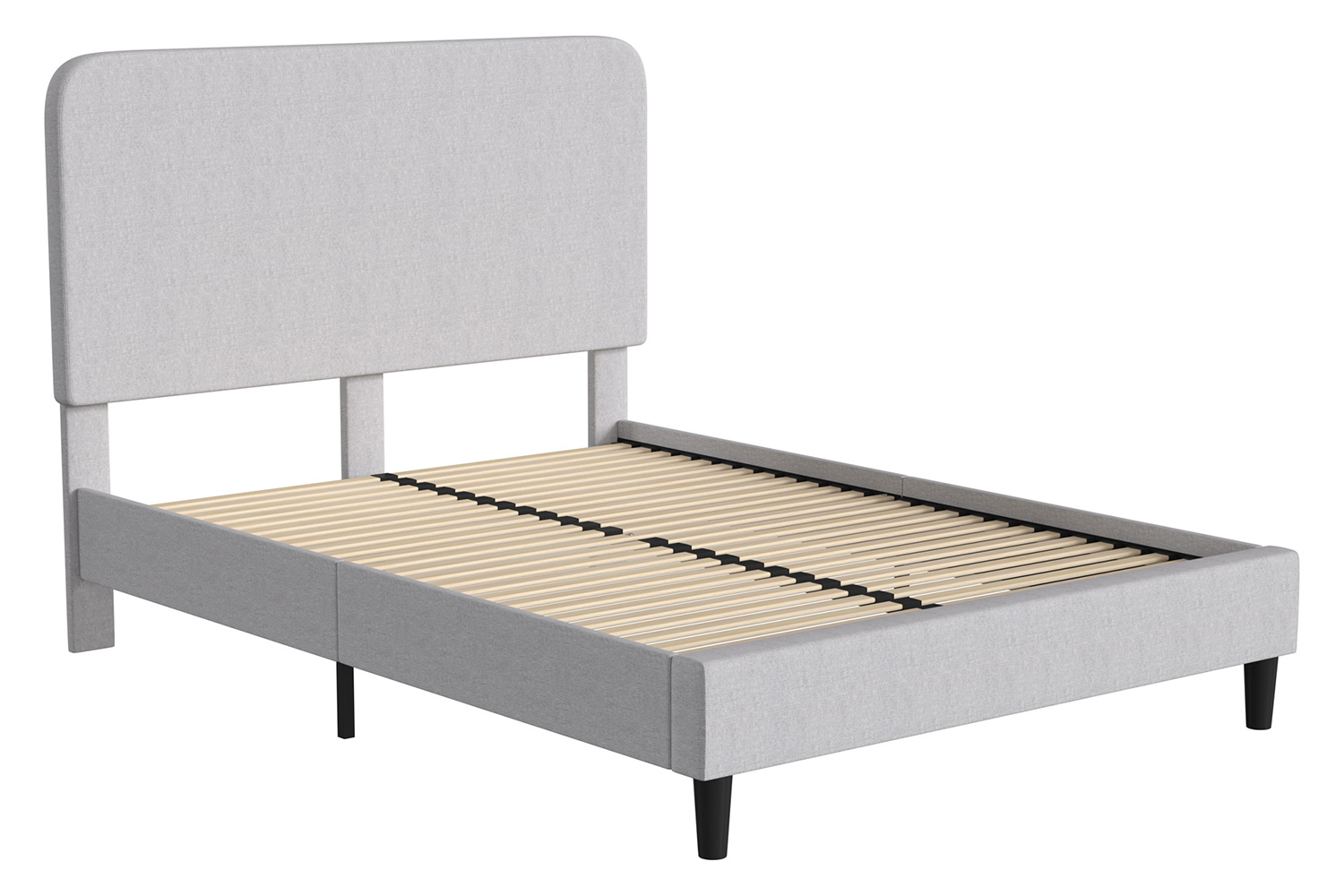 BLNK Addison Upholstered Platform Bed with Rounded Edges Headboard - Light Gray, Queen Size