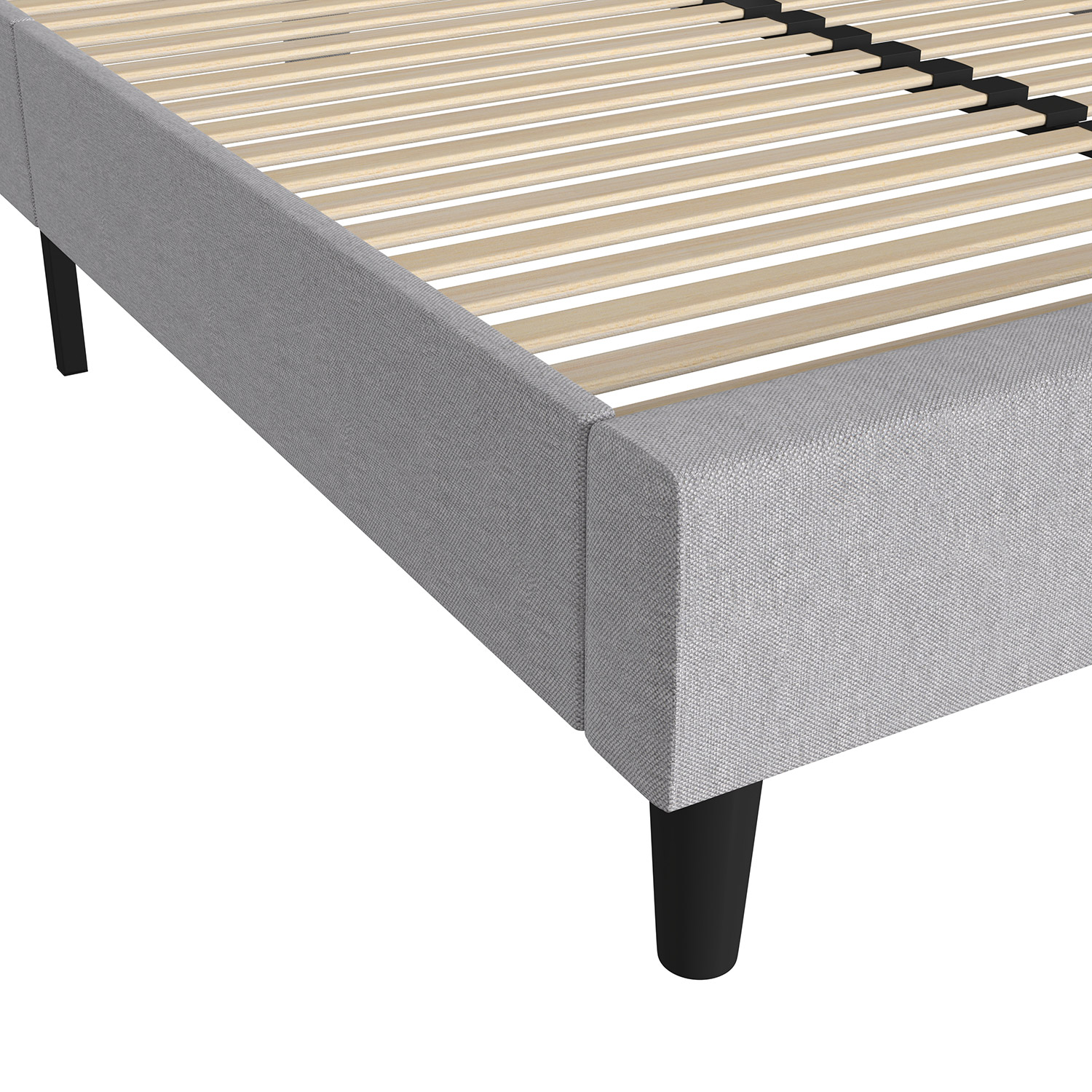 BLNK Addison Upholstered Platform Bed with Rounded Edges Headboard - Light Gray, Queen Size