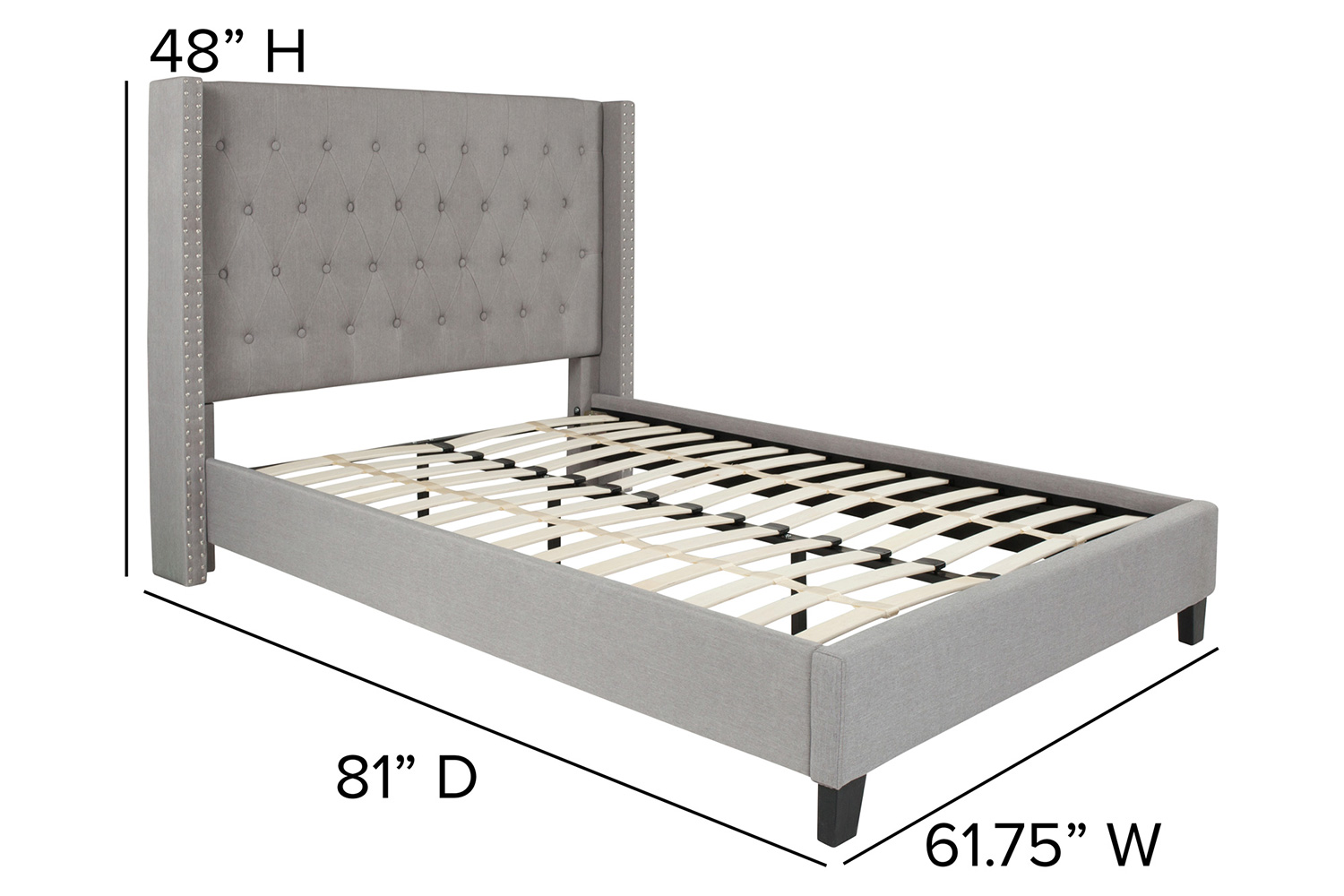 BLNK Riverdale Tufted Upholstered Platform Bed - Light Gray, Full Size