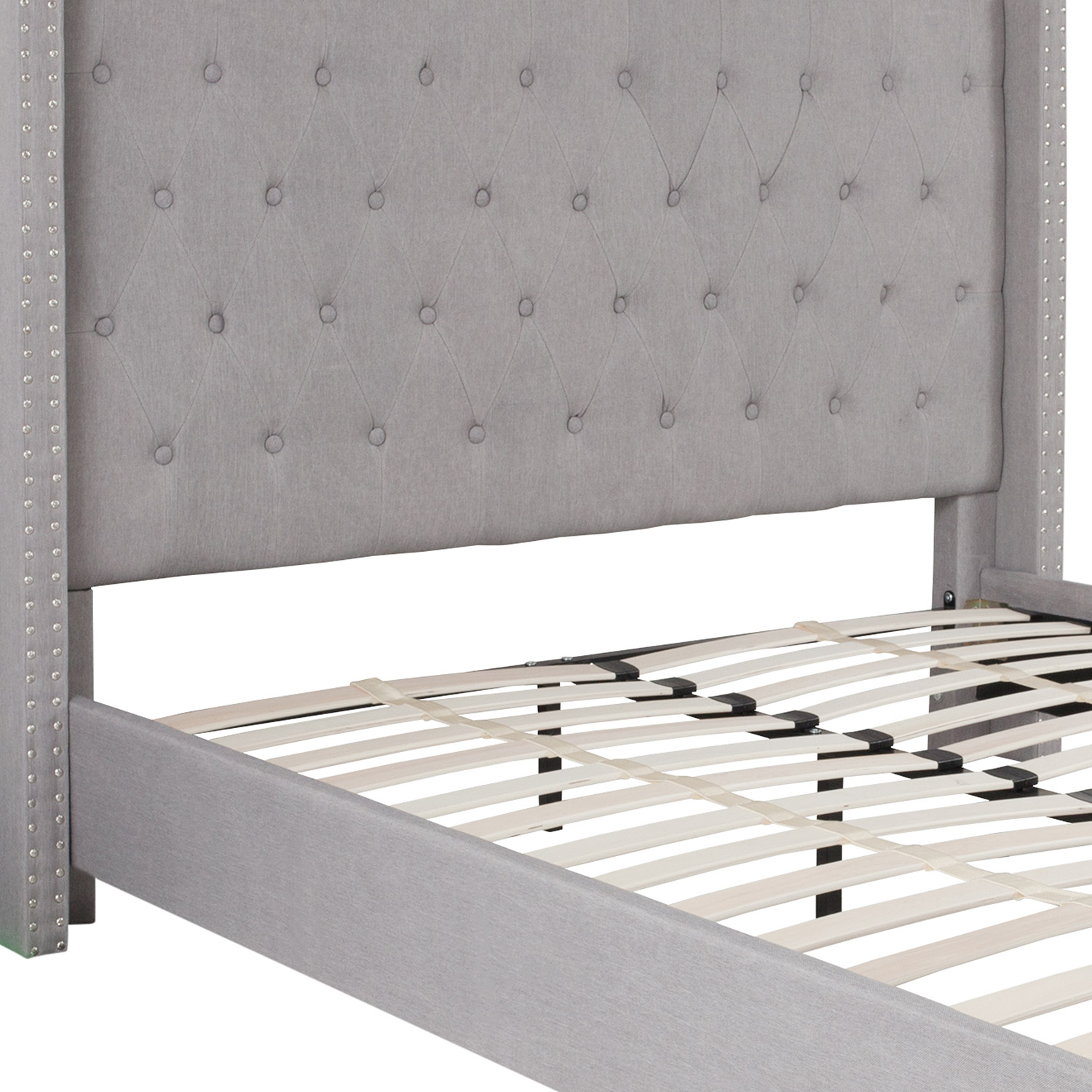 BLNK Riverdale Tufted Upholstered Platform Bed - Light Gray, Queen Size