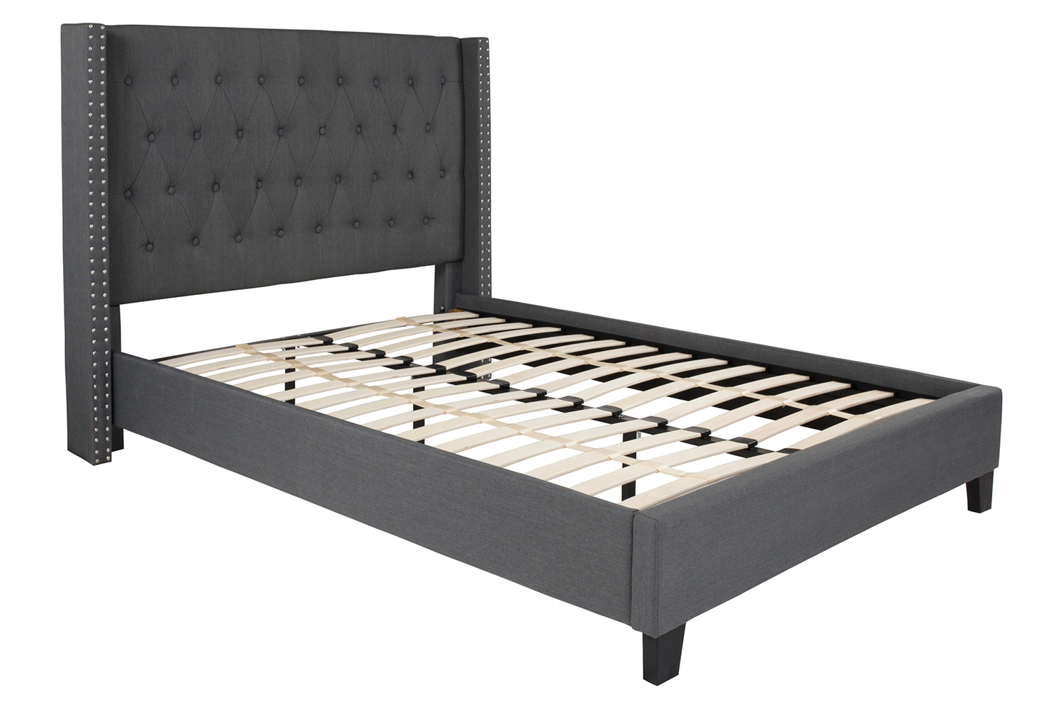 BLNK Riverdale Tufted Upholstered Platform Bed - Dark Gray, Full Size