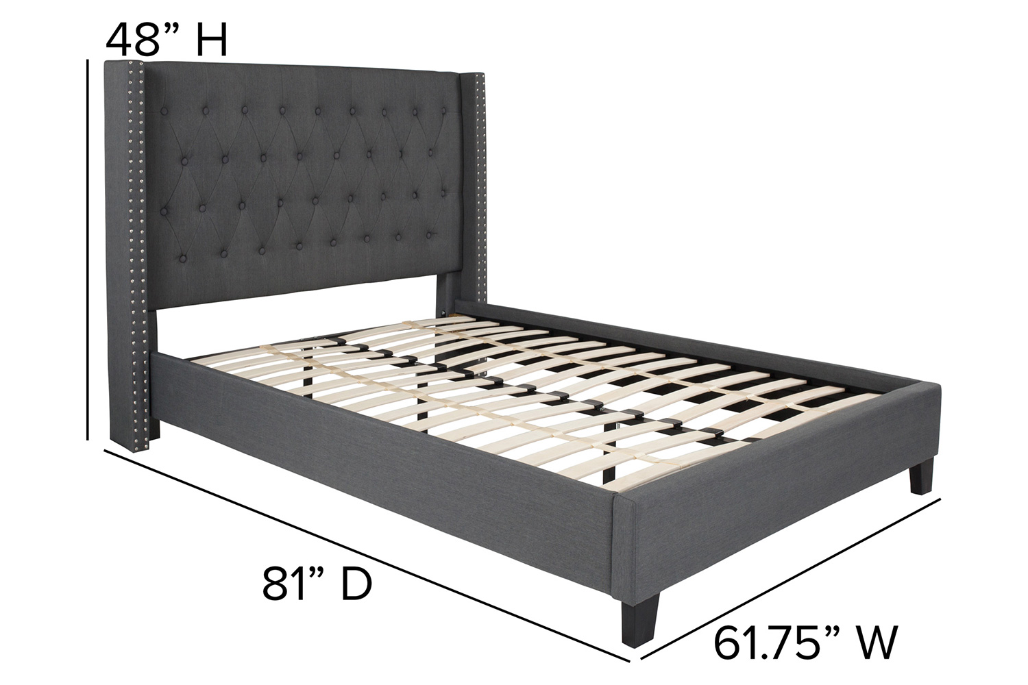 BLNK Riverdale Tufted Upholstered Platform Bed - Dark Gray, Full Size