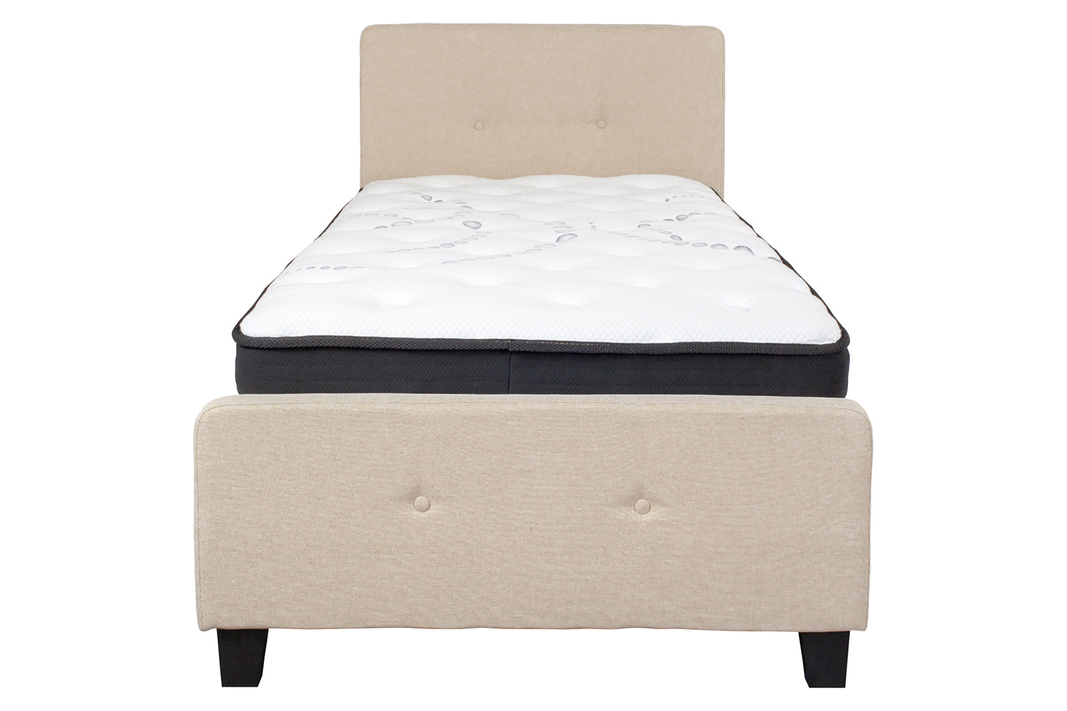 BLNK Tribeca Tufted Upholstered Platform Bed with Pocket Spring Mattress - Beige, Twin Size