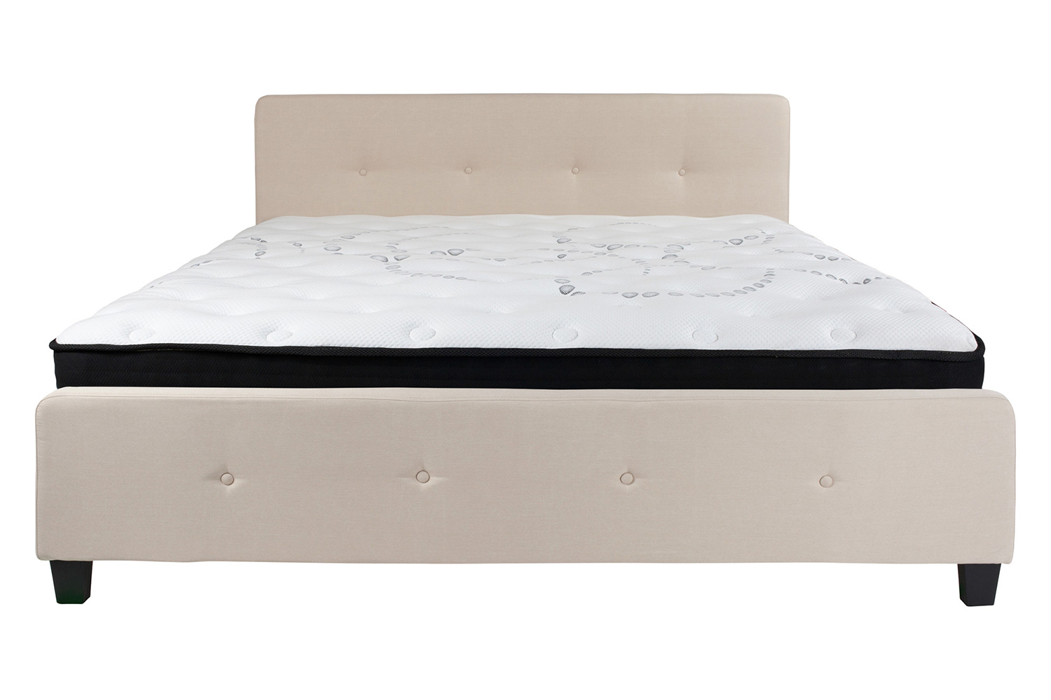 BLNK Tribeca Tufted Upholstered Platform Bed with Pocket Spring Mattress - Beige, King Size