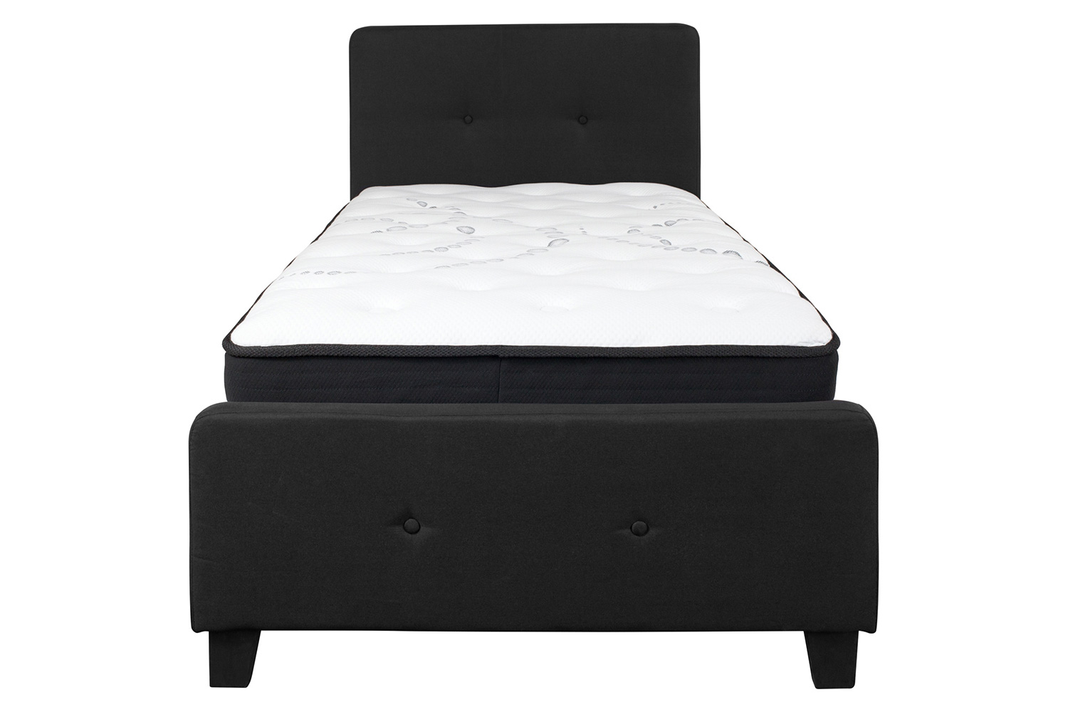 BLNK Tribeca Tufted Upholstered Platform Bed with Pocket Spring Mattress - Black, Twin Size