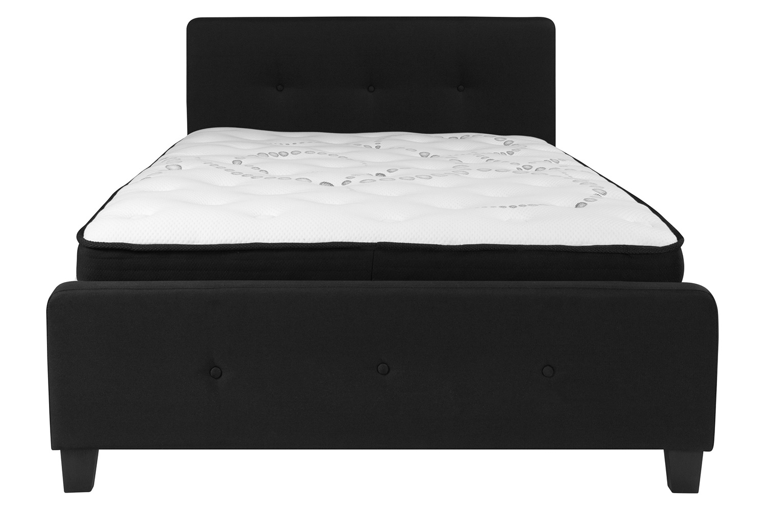 BLNK Tribeca Tufted Upholstered Platform Bed with Pocket Spring Mattress - Black, Full Size