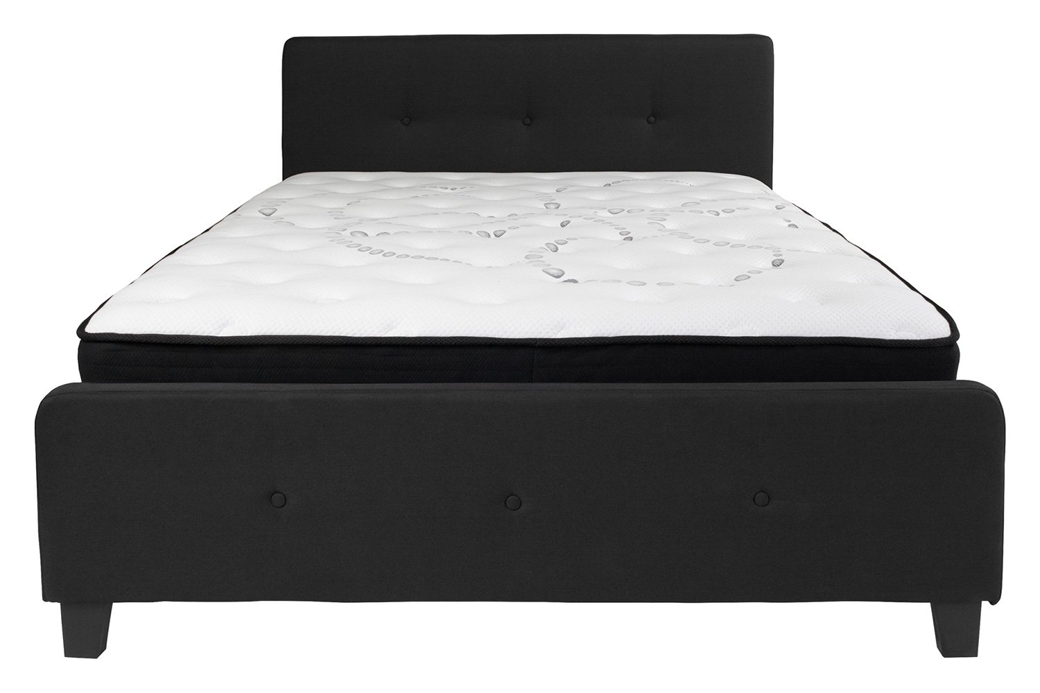 BLNK Tribeca Tufted Upholstered Platform Bed with Pocket Spring Mattress - Black, Queen Size