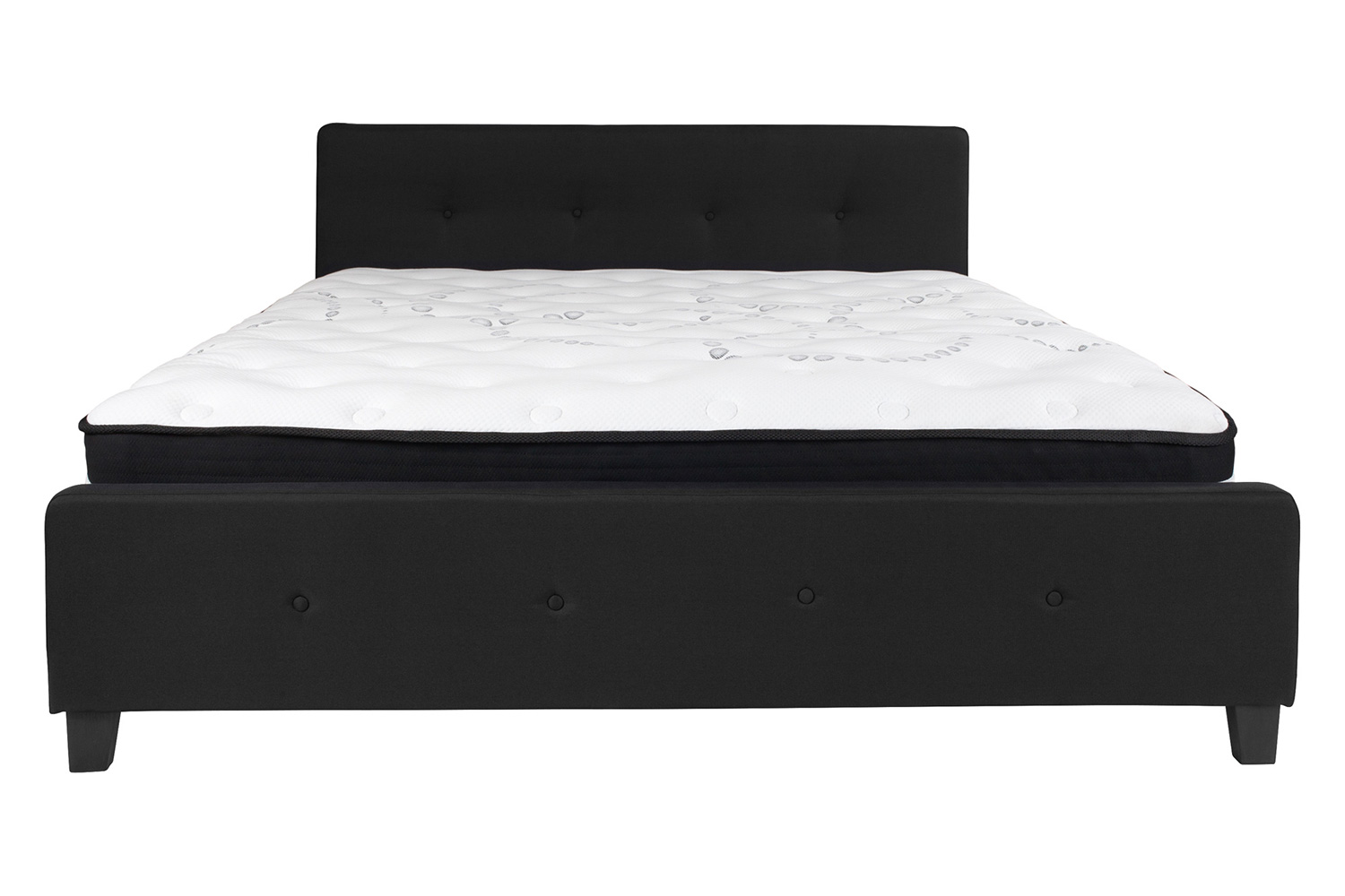 BLNK Tribeca Tufted Upholstered Platform Bed with Pocket Spring Mattress - Black, King Size