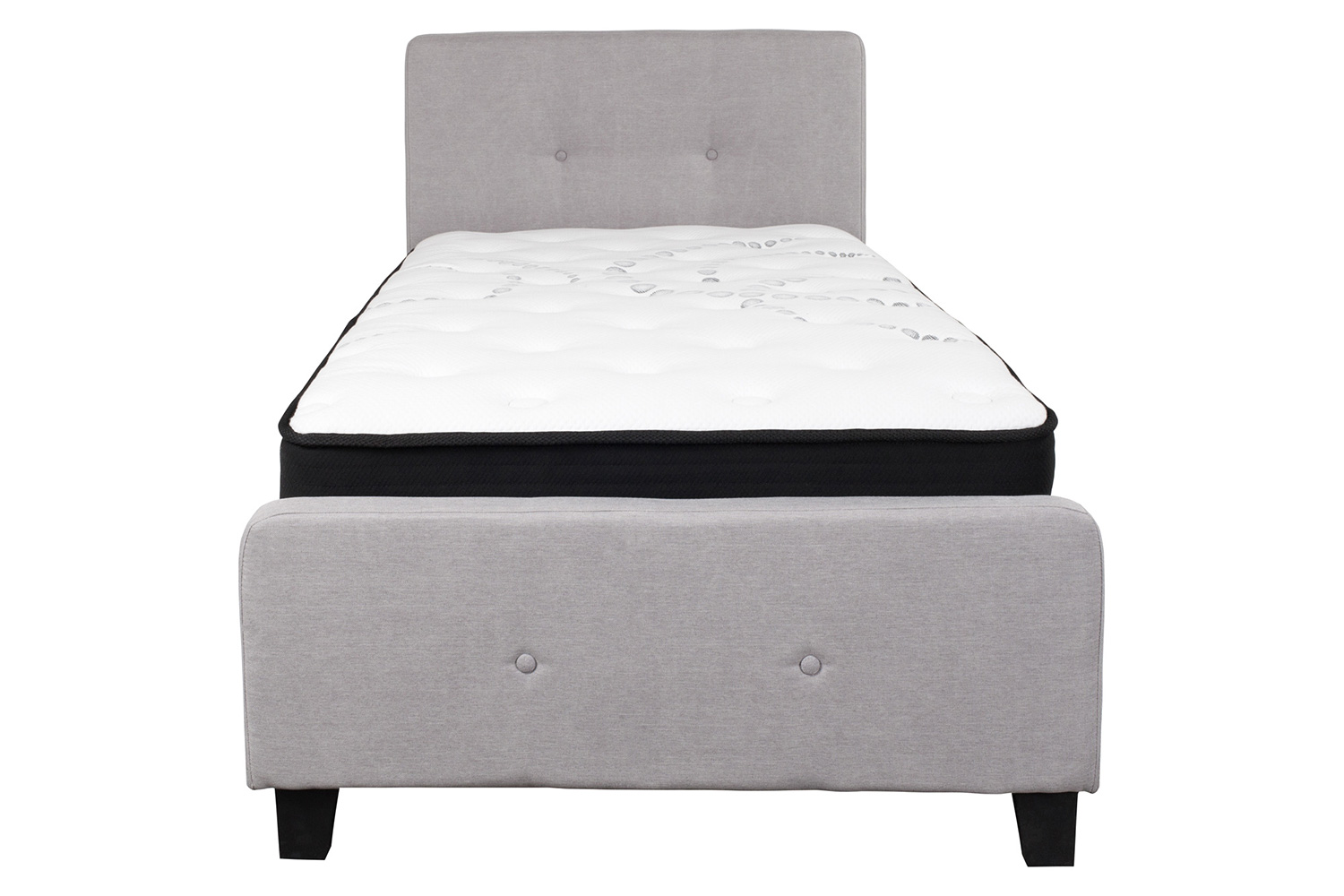 BLNK Tribeca Tufted Upholstered Platform Bed with Pocket Spring Mattress - Light Gray, Twin Size