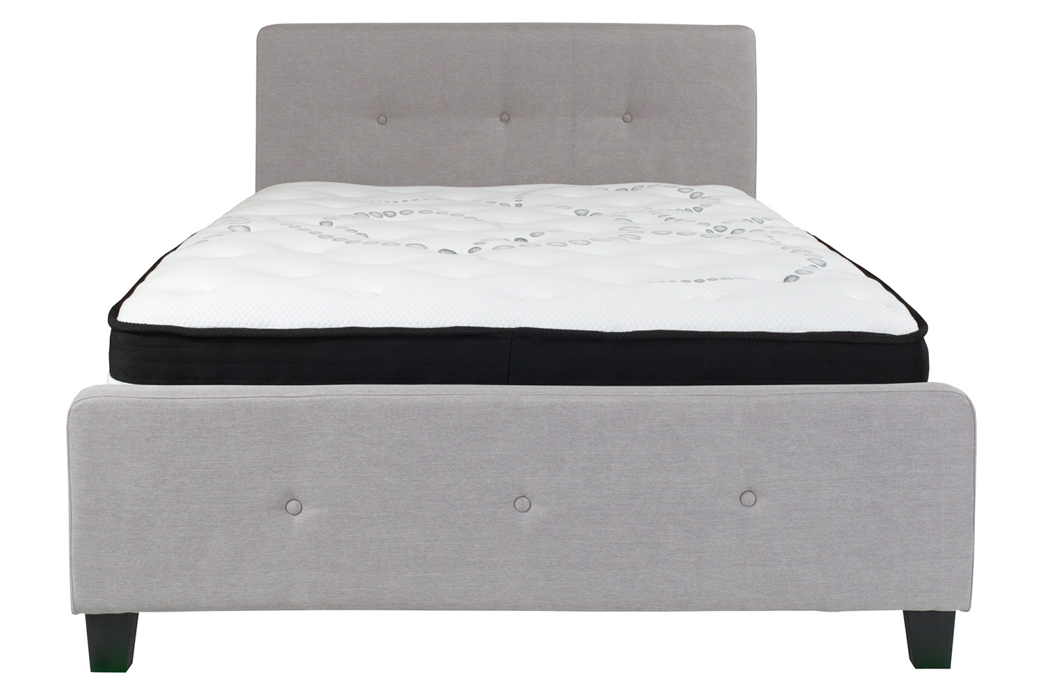 BLNK Tribeca Tufted Upholstered Platform Bed with Pocket Spring Mattress - Light Gray, Full Size