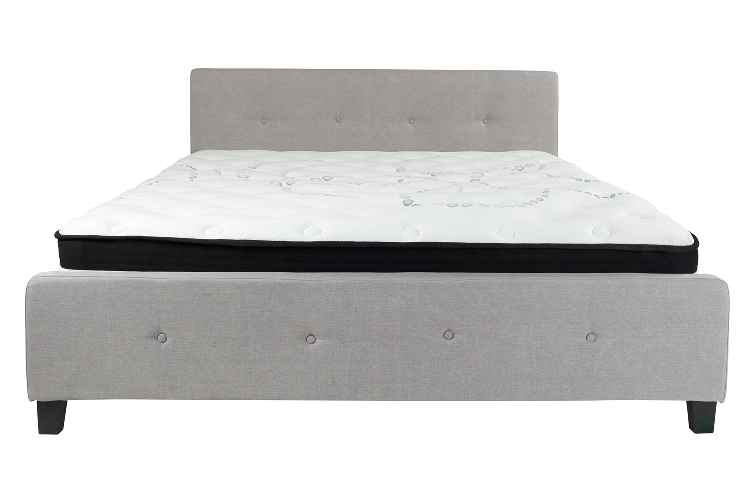 BLNK Tribeca Tufted Upholstered Platform Bed with Pocket Spring Mattress - Light Gray, King Size