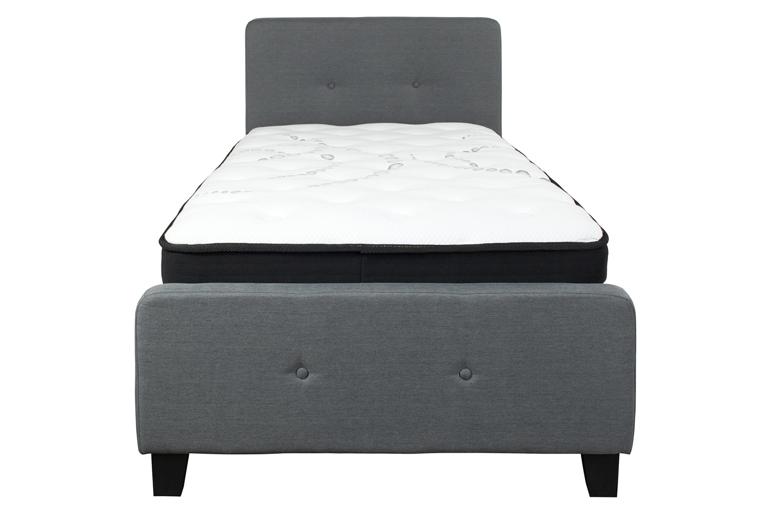 BLNK Tribeca Tufted Upholstered Platform Bed with Pocket Spring Mattress - Dark Gray, Twin Size