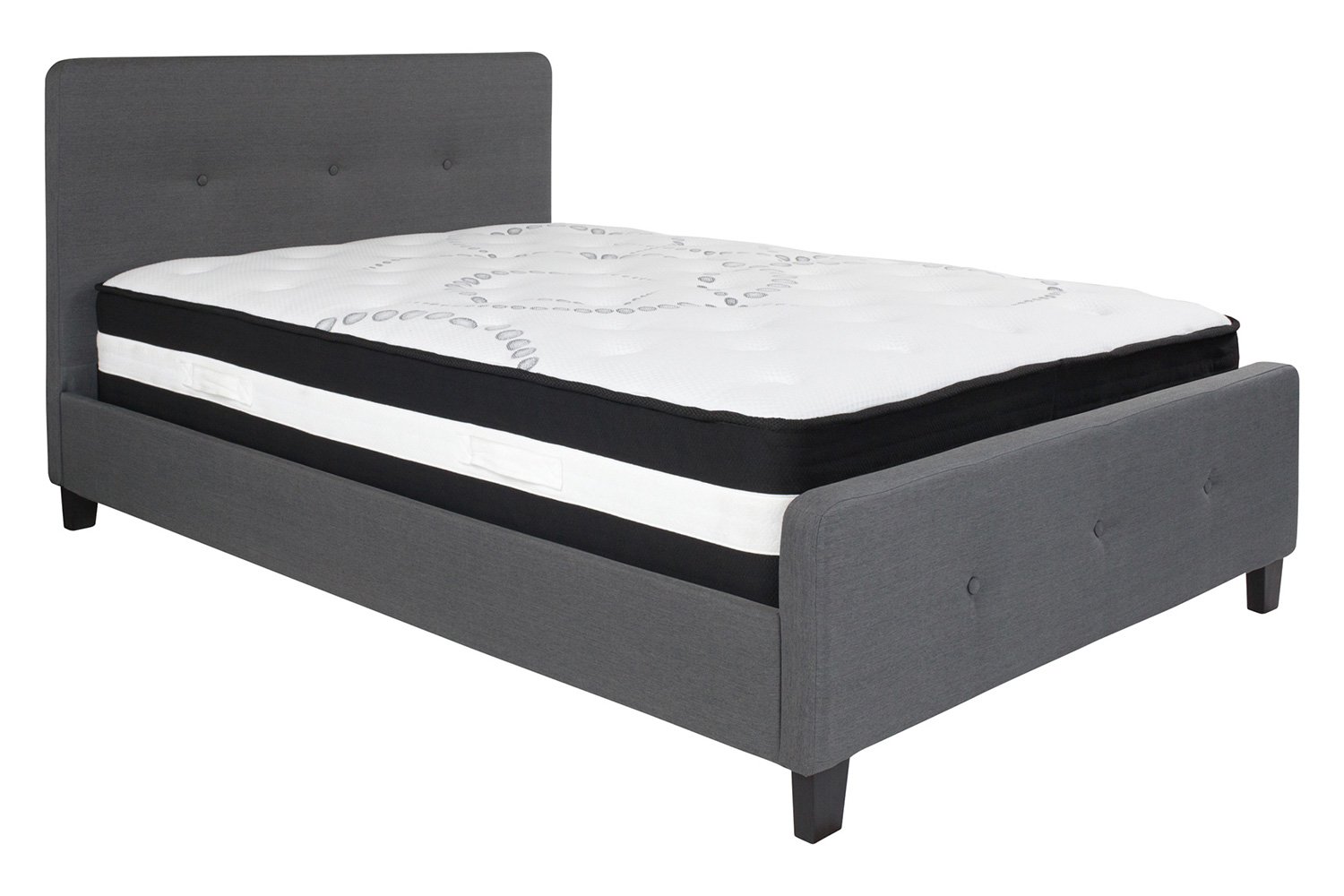 BLNK Tribeca Tufted Upholstered Platform Bed with Pocket Spring Mattress