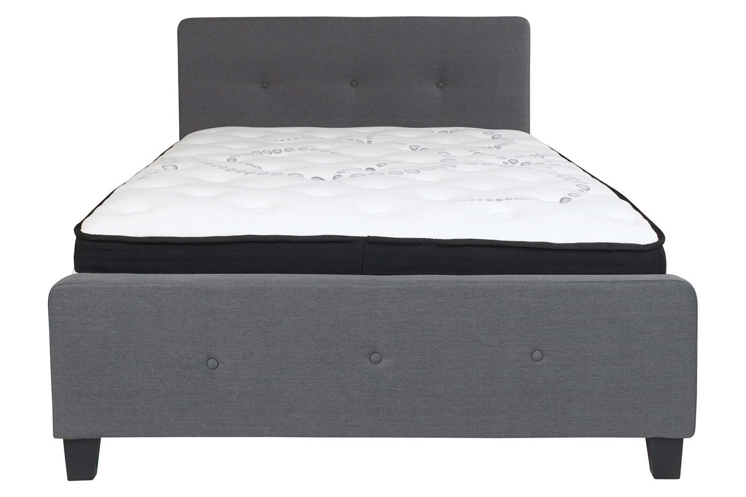 BLNK Tribeca Tufted Upholstered Platform Bed with Pocket Spring Mattress - Dark Gray, Full Size