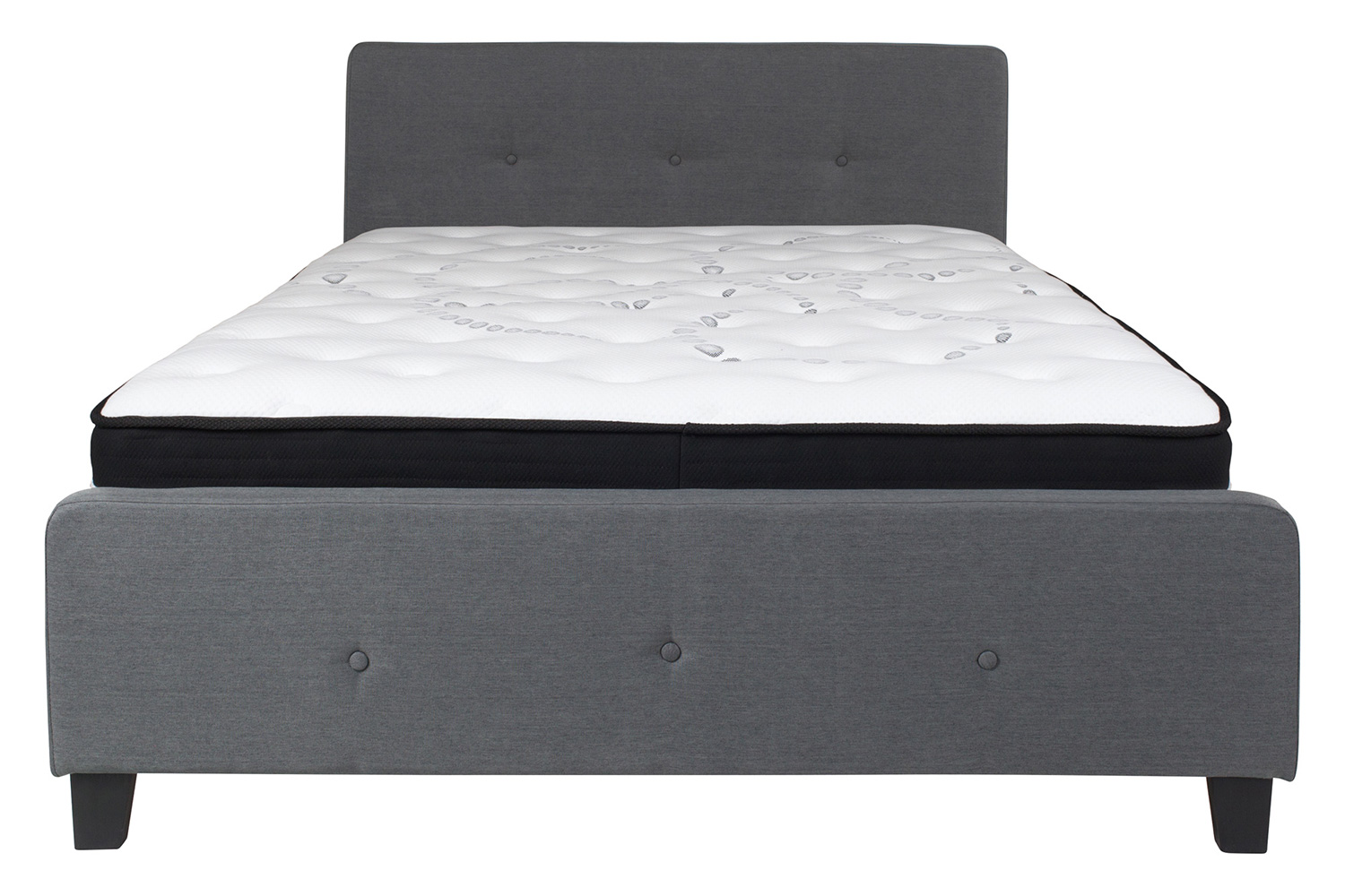 BLNK Tribeca Tufted Upholstered Platform Bed with Pocket Spring Mattress - Dark Gray, Queen Size