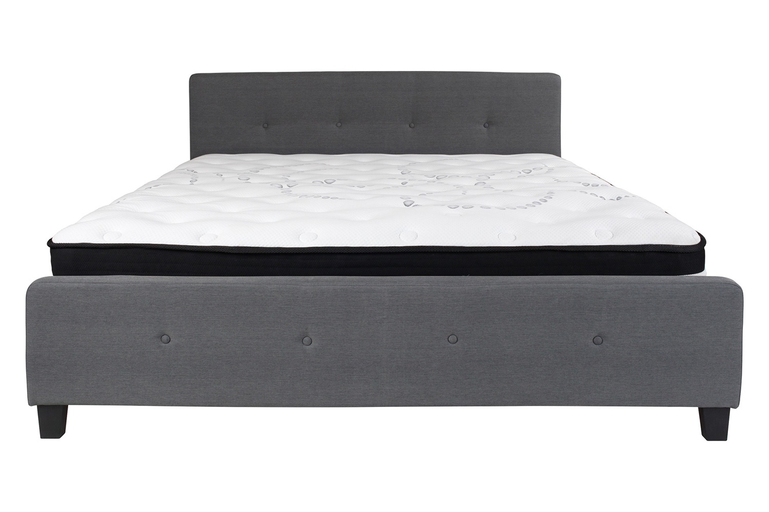 BLNK Tribeca Tufted Upholstered Platform Bed with Pocket Spring Mattress - Dark Gray, King Size