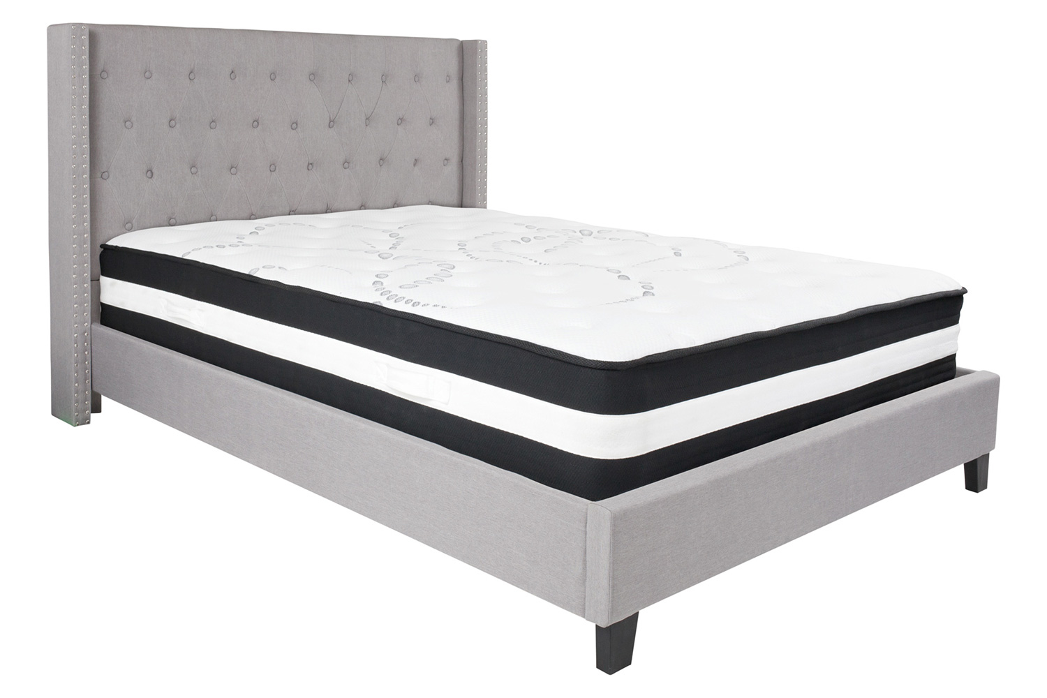 BLNK Riverdale Tufted Upholstered Platform Bed with Pocket Spring Mattress