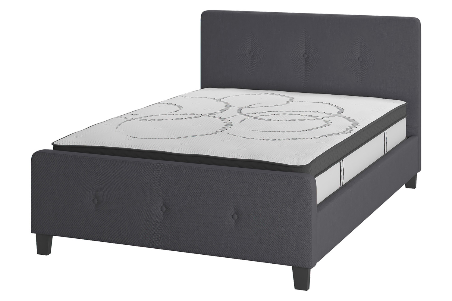 BLNK Tribeca Tufted Upholstered Platform Bed with 10" CertiPUR-US Certified Pocket Spring Mattress