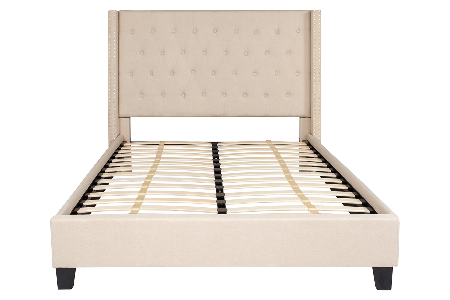 BLNK Riverdale Tufted Upholstered Platform Bed with 10" CertiPUR-US Certified Pocket Spring Mattress - Beige, Full Size