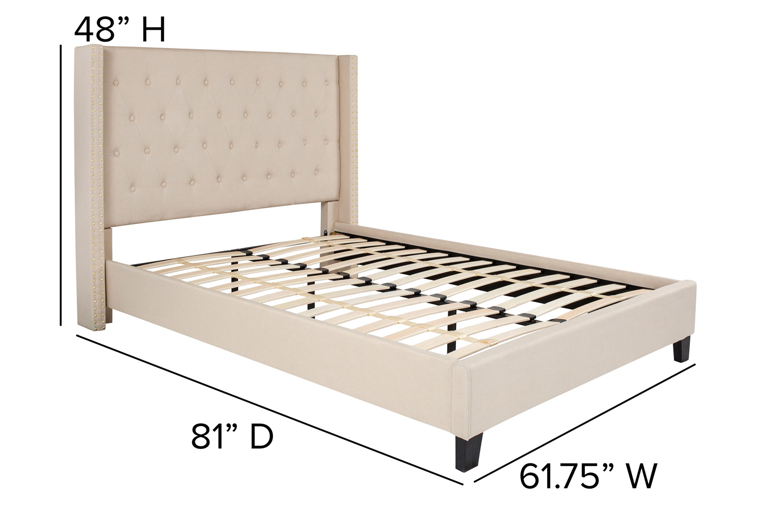 BLNK Riverdale Tufted Upholstered Platform Bed with 10" CertiPUR-US Certified Pocket Spring Mattress - Beige, Full Size