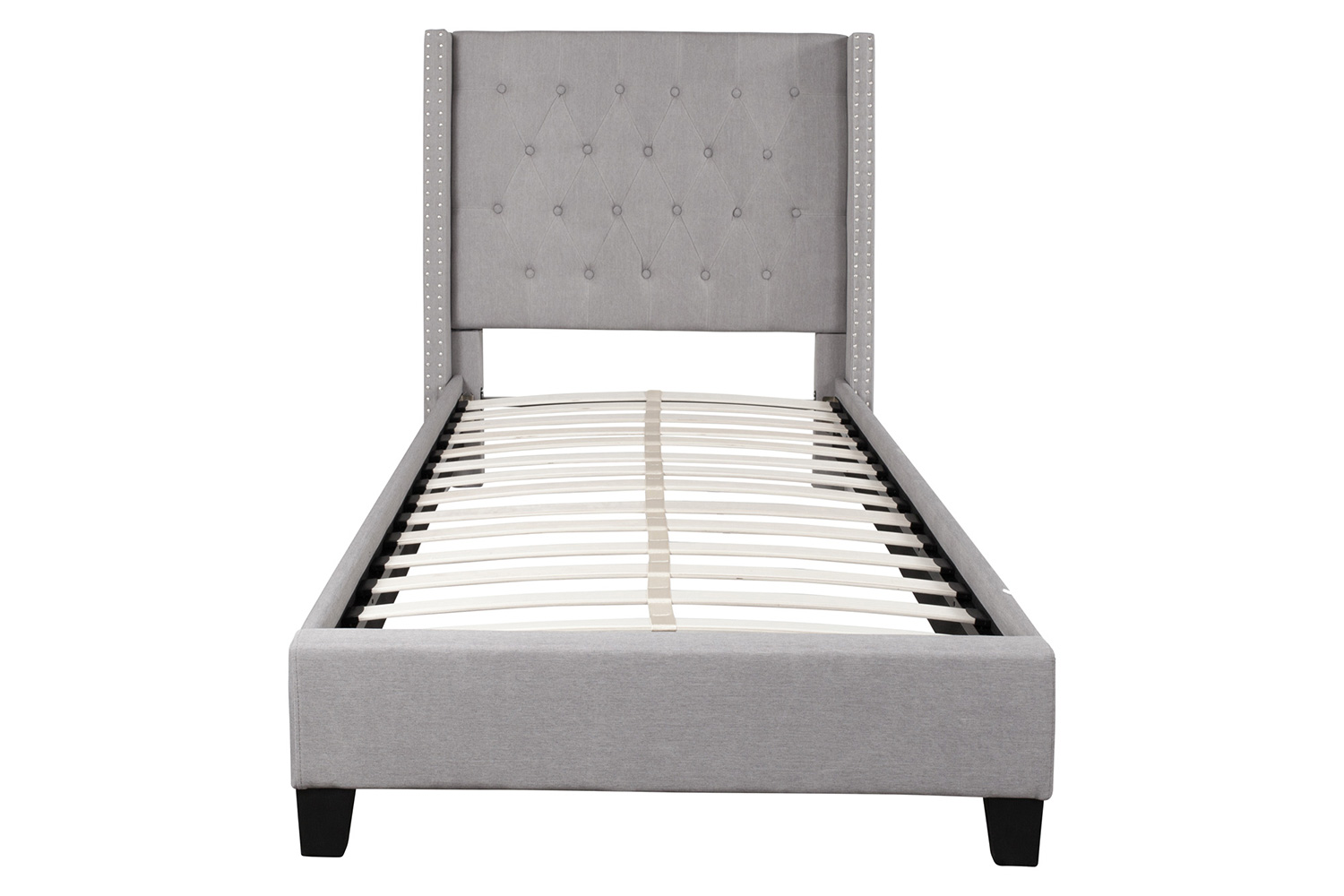 BLNK Riverdale Tufted Upholstered Platform Bed with 10" CertiPUR-US Certified Pocket Spring Mattress - Light Gray, Twin Size