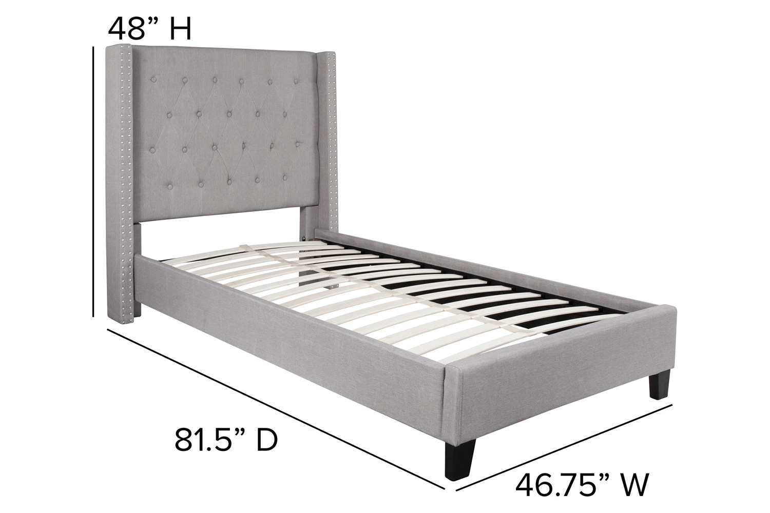 BLNK Riverdale Tufted Upholstered Platform Bed with 10" CertiPUR-US Certified Pocket Spring Mattress - Light Gray, Twin Size