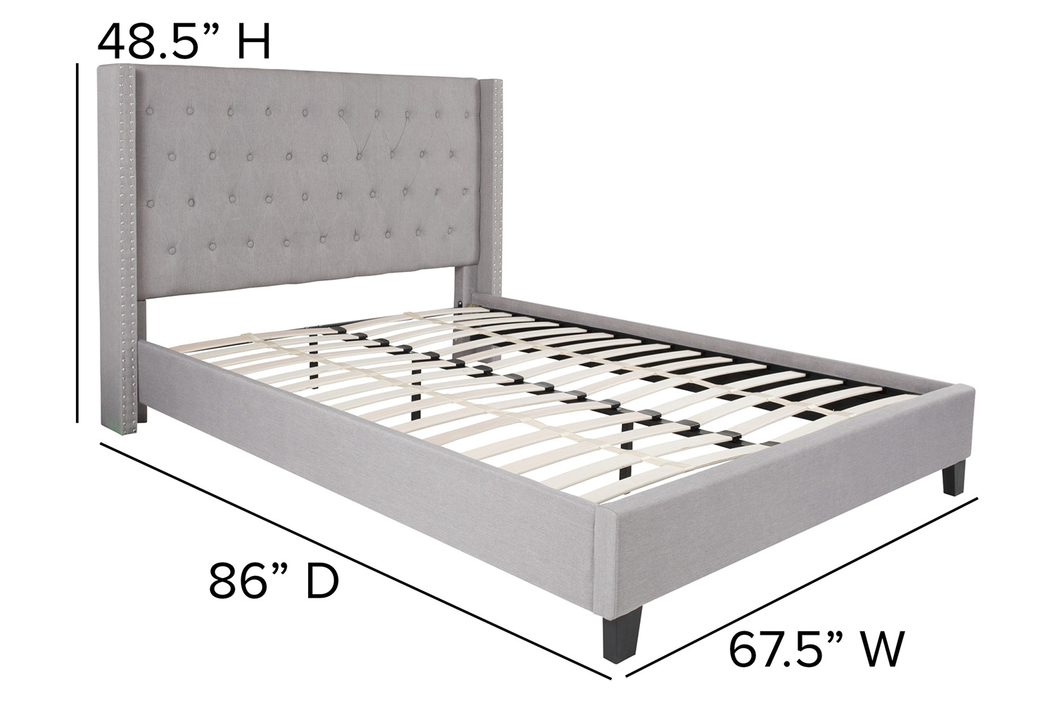 BLNK Riverdale Tufted Upholstered Platform Bed with 10" CertiPUR-US Certified Pocket Spring Mattress - Light Gray, Queen Size