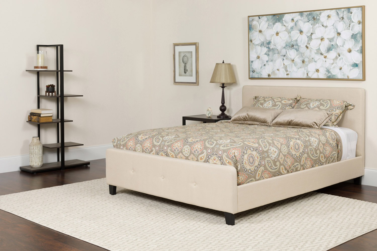 BLNK Tribeca Tufted Upholstered Platform Bed with Memory Foam Mattress