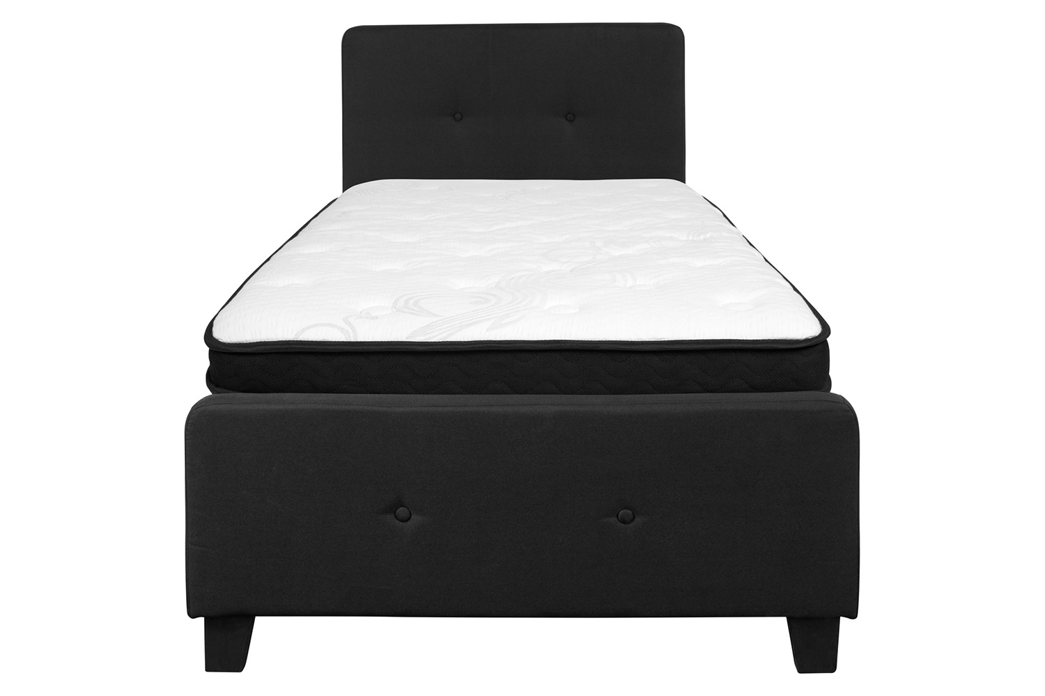 BLNK Tribeca Tufted Upholstered Platform Bed with Memory Foam Mattress - Black, Twin Size