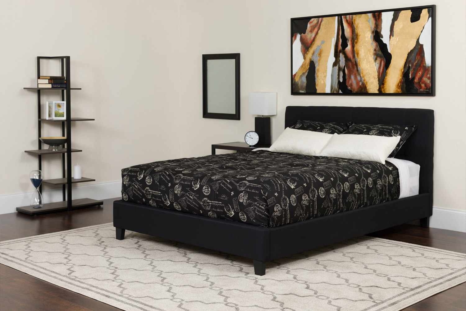 BLNK Tribeca Tufted Upholstered Platform Bed with Memory Foam Mattress