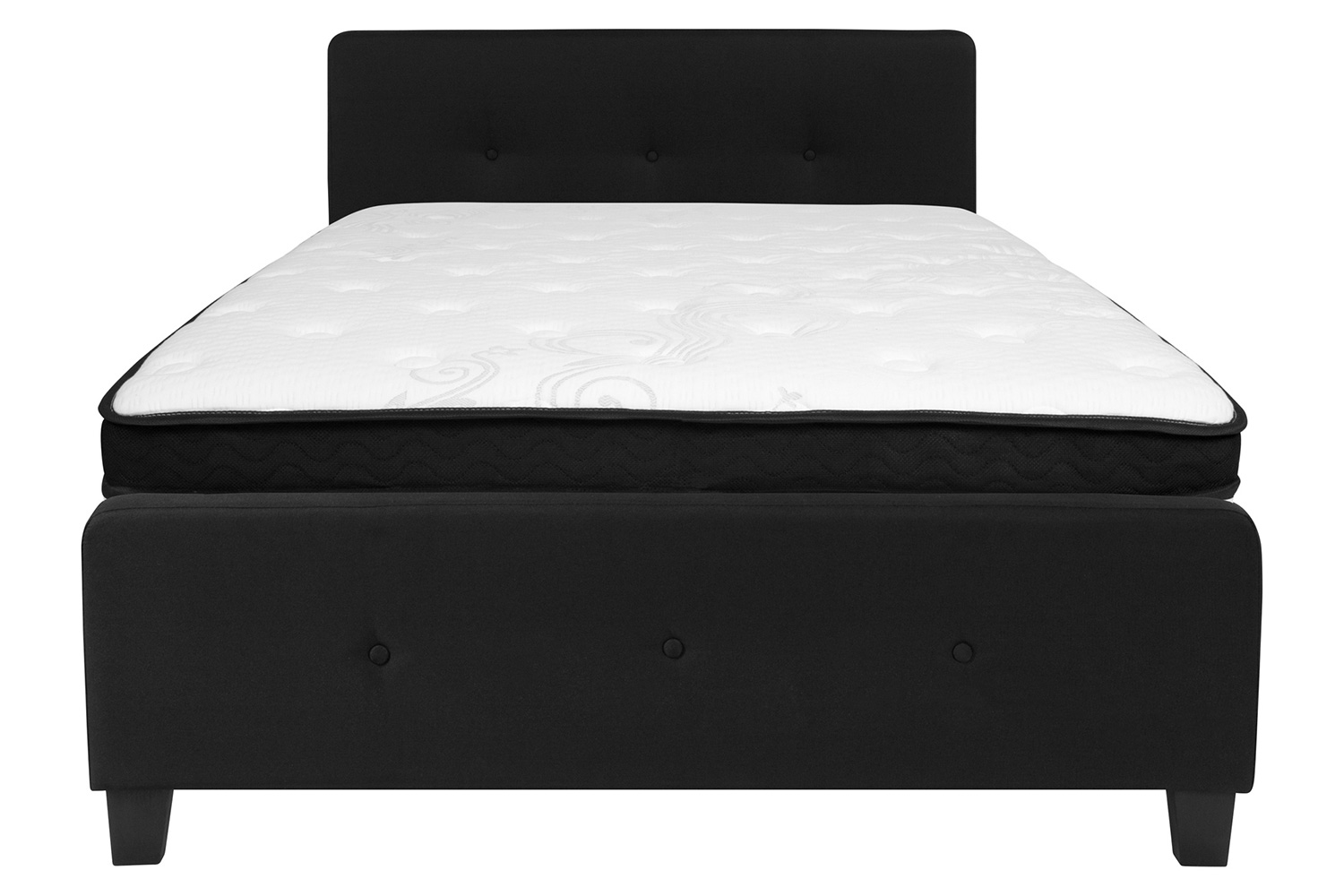 BLNK Tribeca Tufted Upholstered Platform Bed with Memory Foam Mattress - Black, Full Size