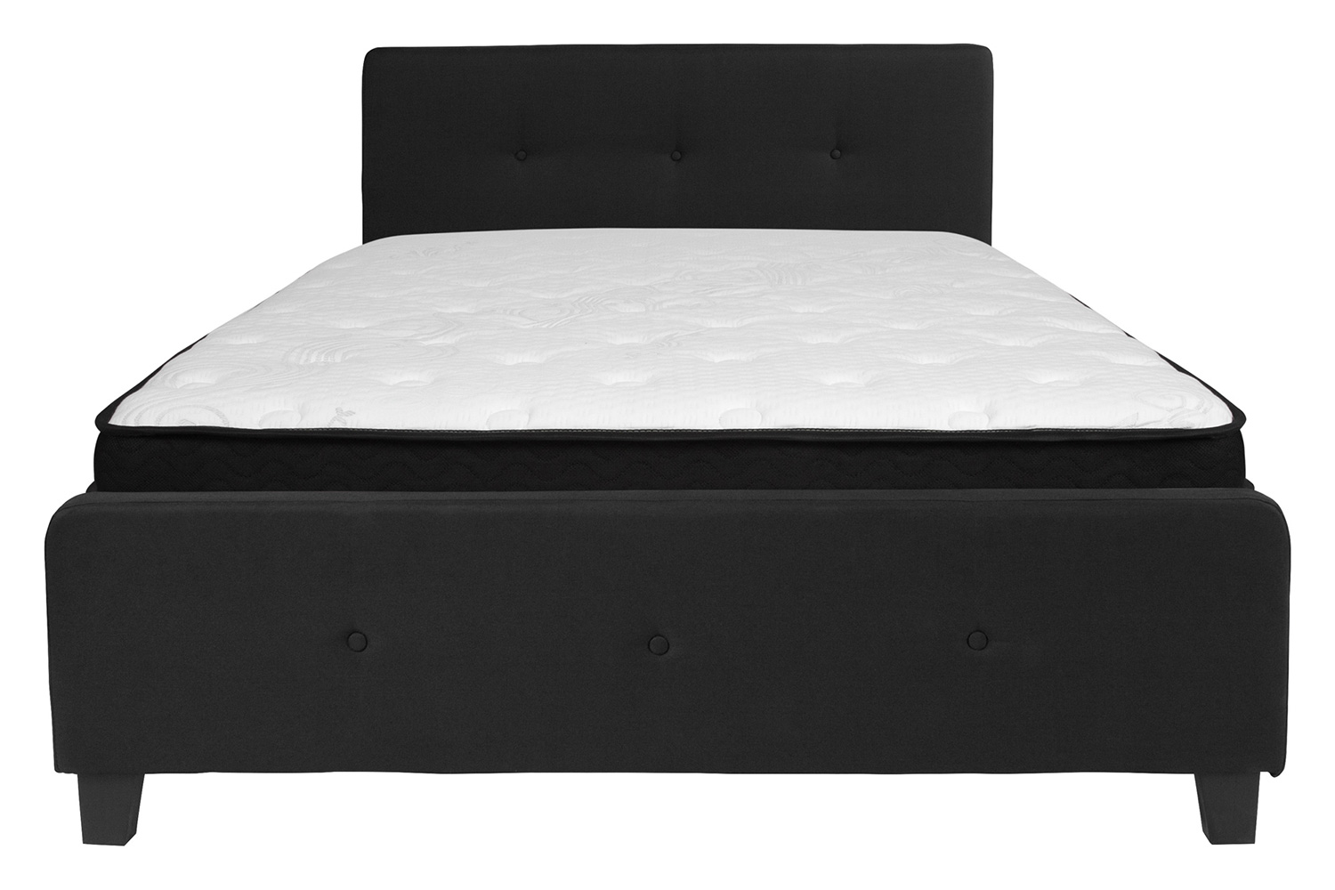 BLNK Tribeca Tufted Upholstered Platform Bed with Memory Foam Mattress - Black, Queen Size