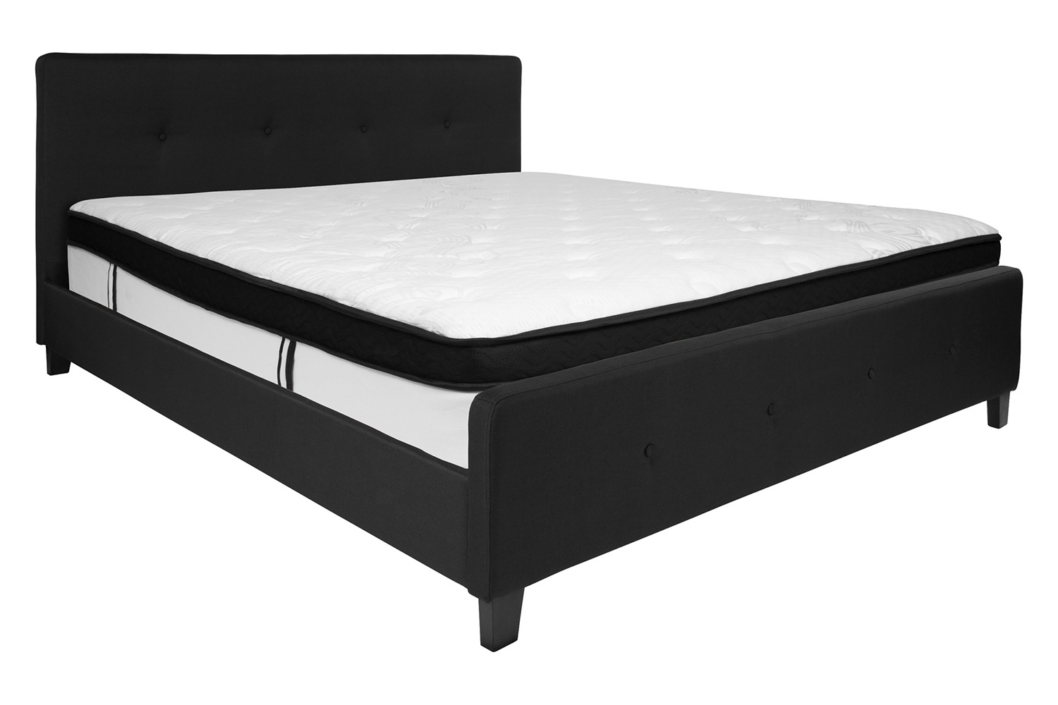 BLNK Tribeca Tufted Upholstered Platform Bed with Memory Foam Mattress