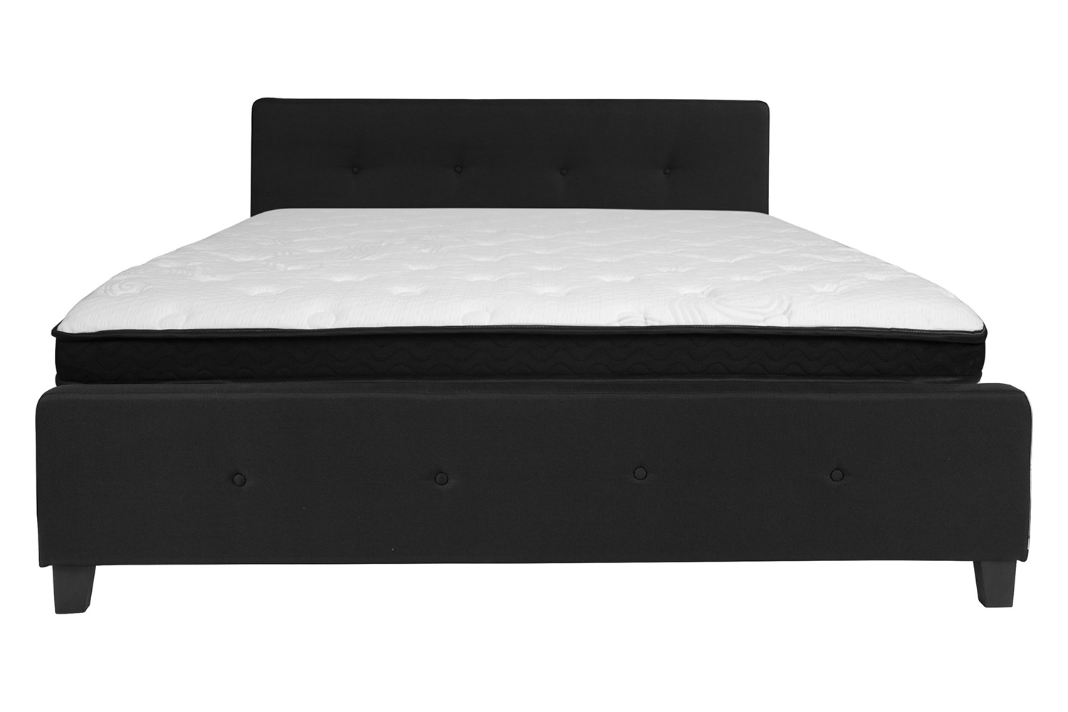 BLNK Tribeca Tufted Upholstered Platform Bed with Memory Foam Mattress - Black, King Size