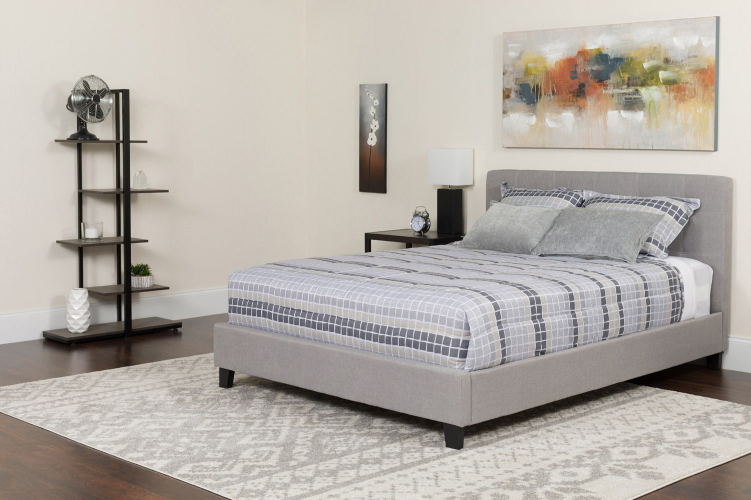 BLNK Tribeca Tufted Upholstered Platform Bed with Memory Foam Mattress