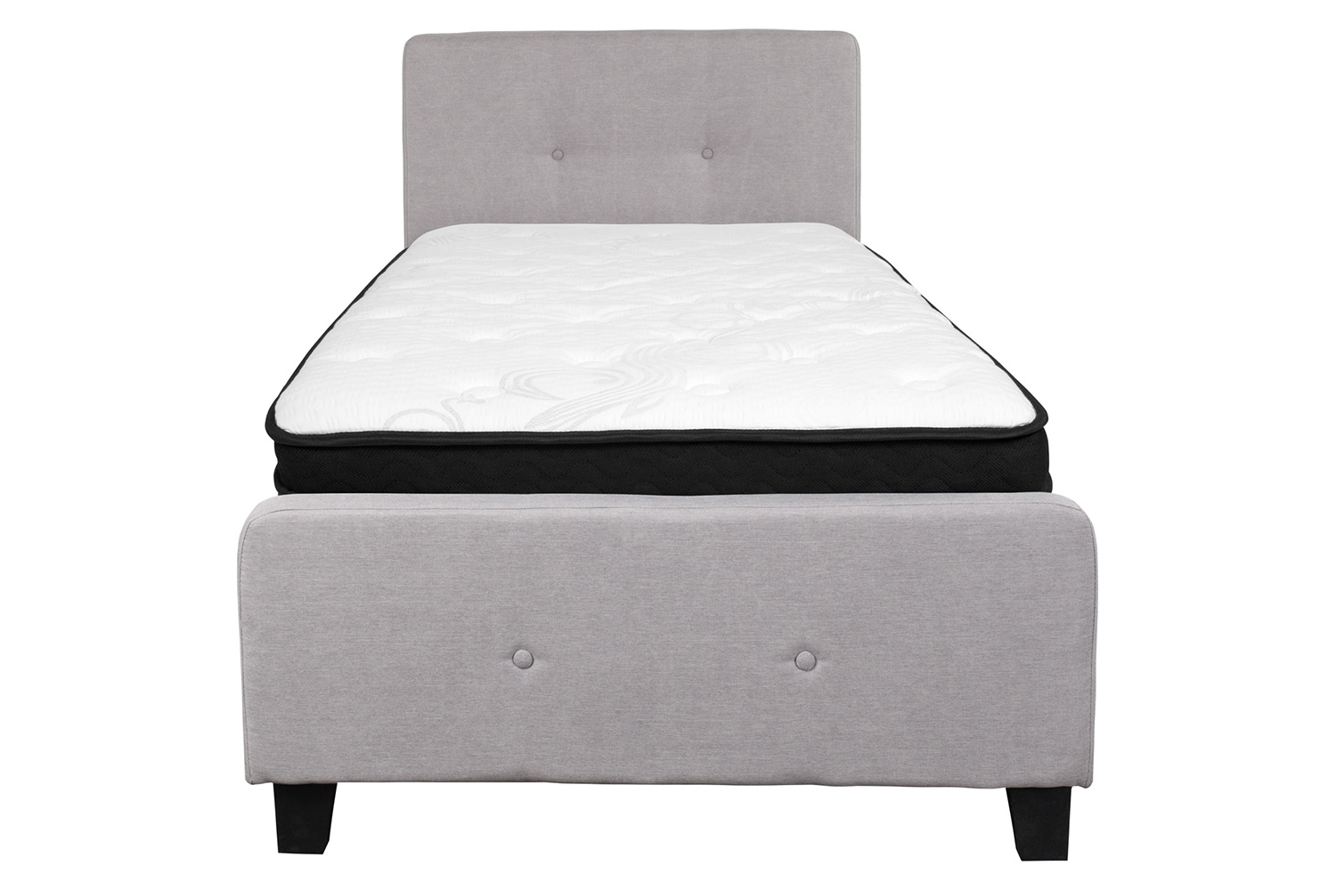 BLNK Tribeca Tufted Upholstered Platform Bed with Memory Foam Mattress - Light Gray, Twin Size