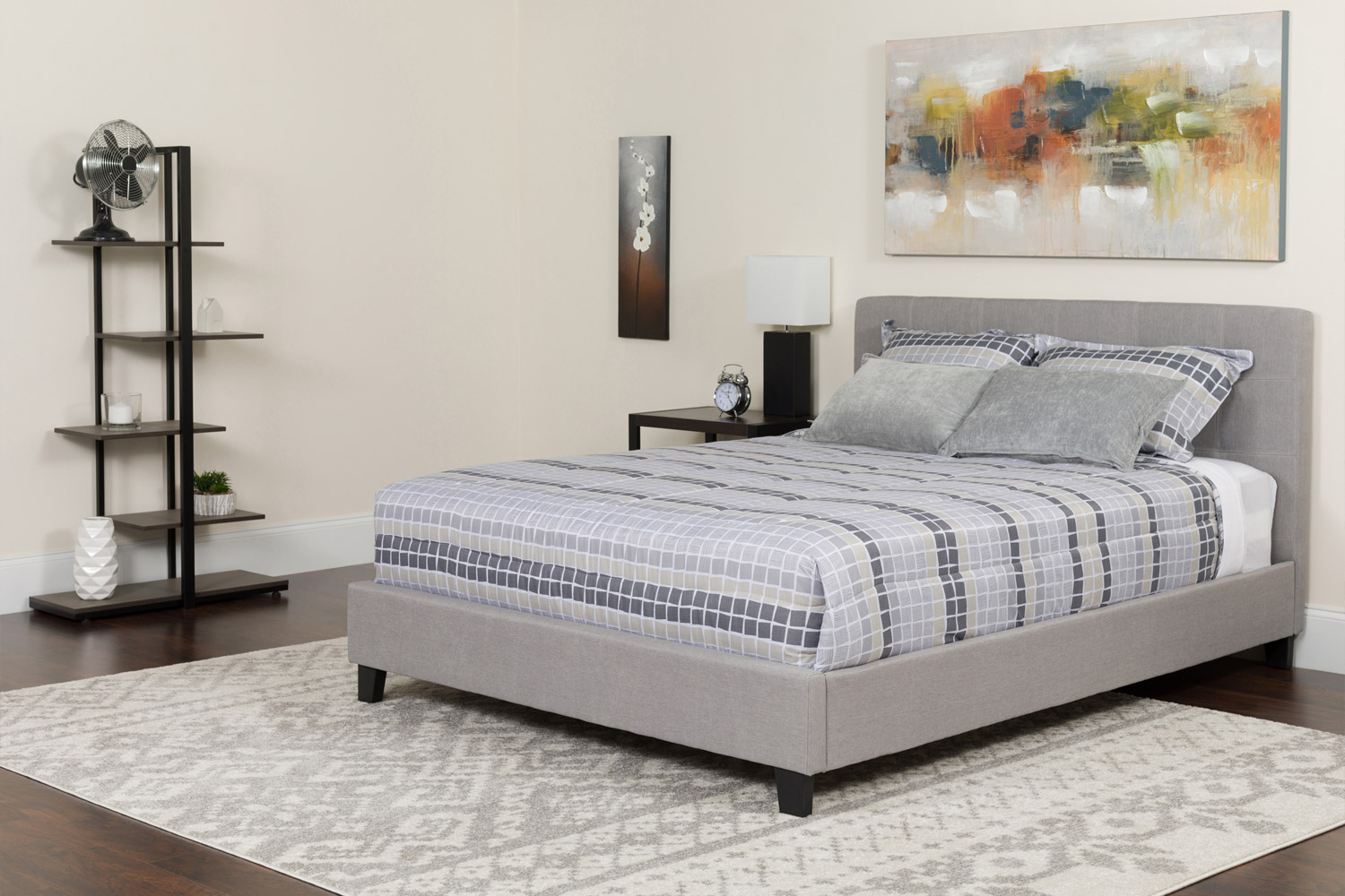 BLNK Tribeca Tufted Upholstered Platform Bed with Memory Foam Mattress