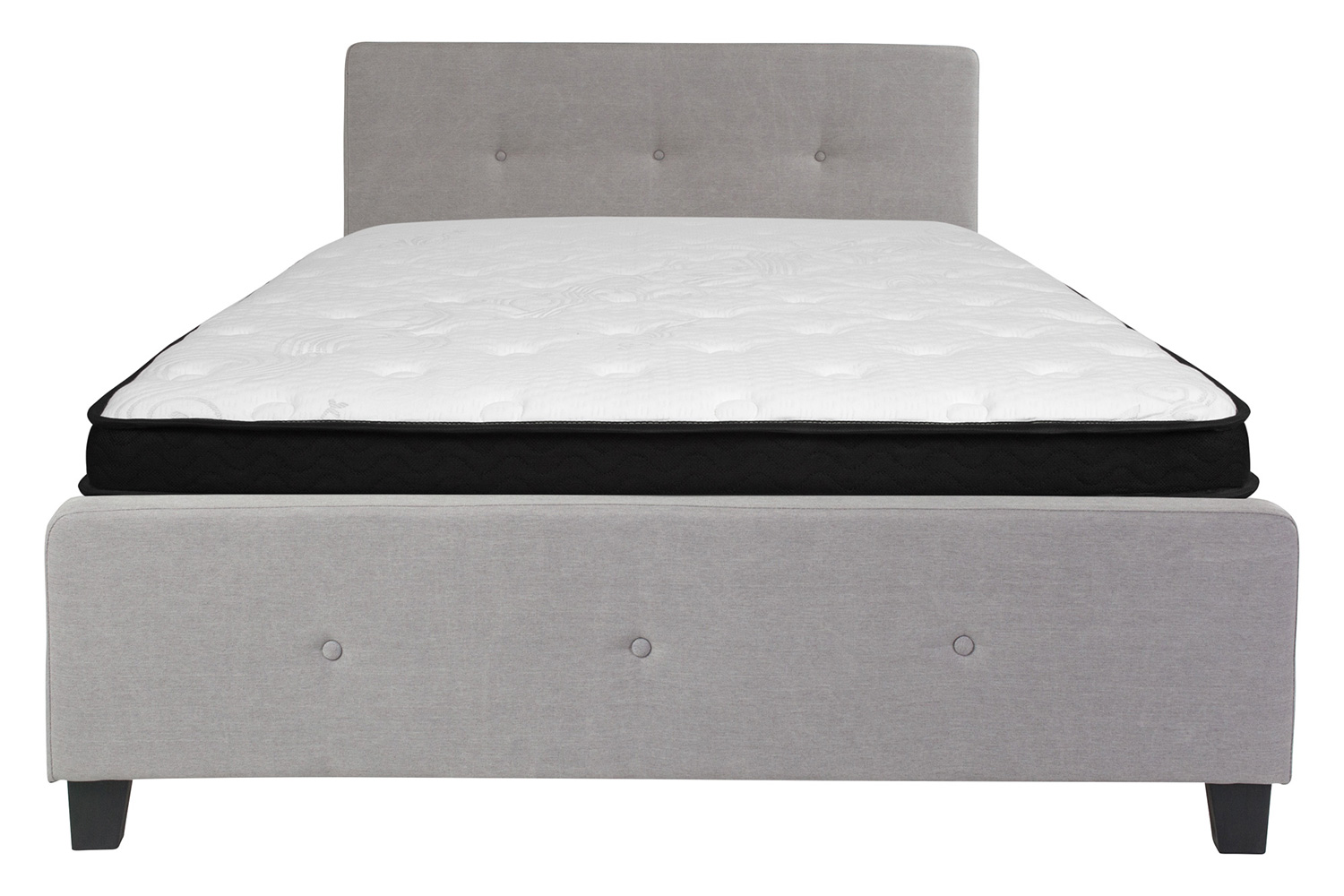 BLNK Tribeca Tufted Upholstered Platform Bed with Memory Foam Mattress - Light Gray, Queen Size